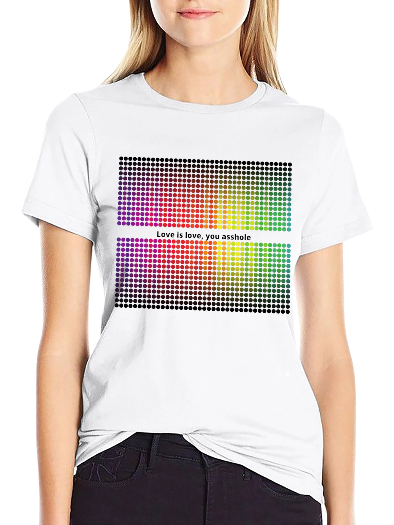 Rainbow Pixel Graphic Black T-Shirt