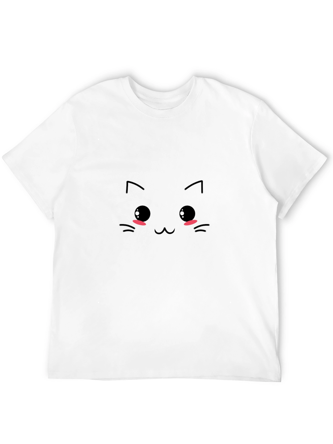 Cute Cat Face Graphic Tee - Black T-Shirt