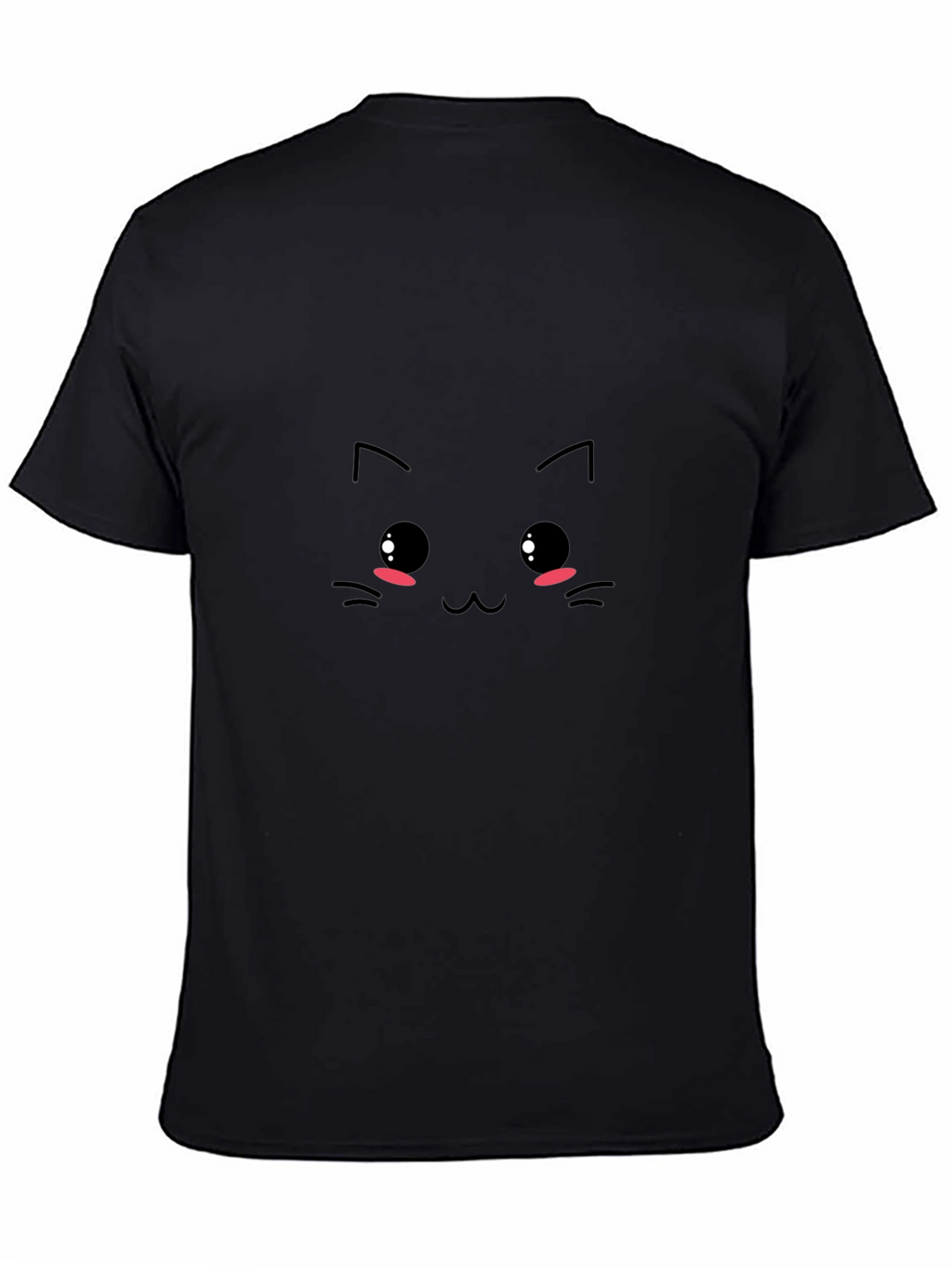 Cute Cat Face Graphic Tee - Black T-Shirt
