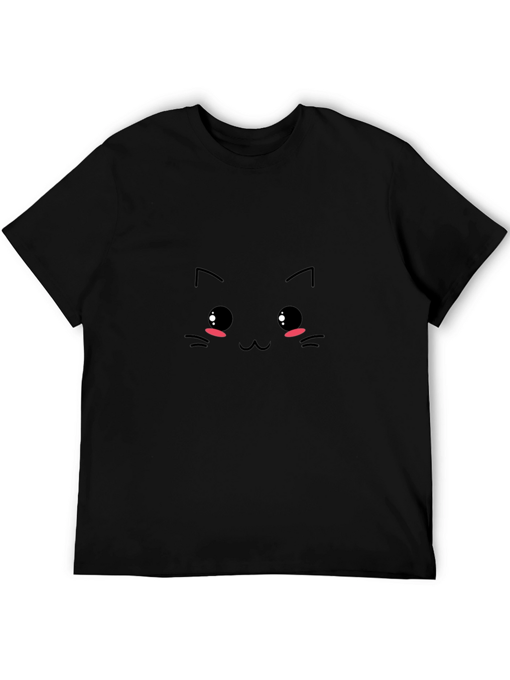 Cute Cat Face Graphic Tee - Black T-Shirt