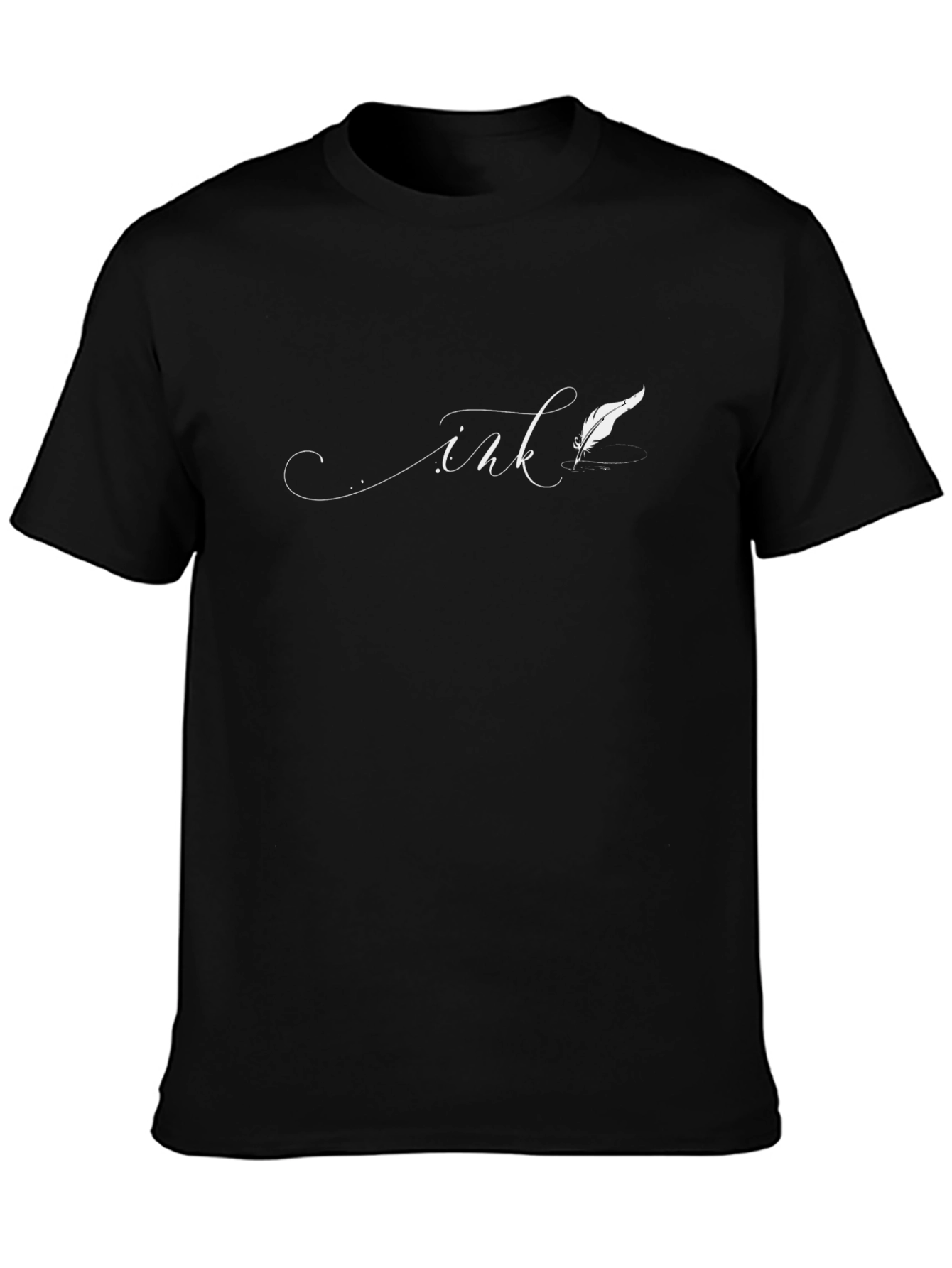 Ink Feather Graphic T-Shirt - Stylish Black Tee