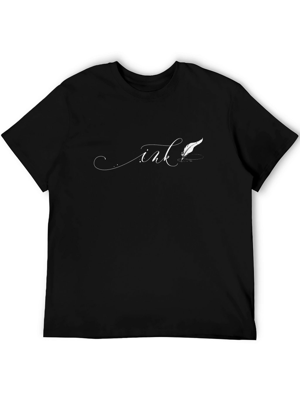 Ink Feather Graphic T-Shirt - Stylish Black Tee