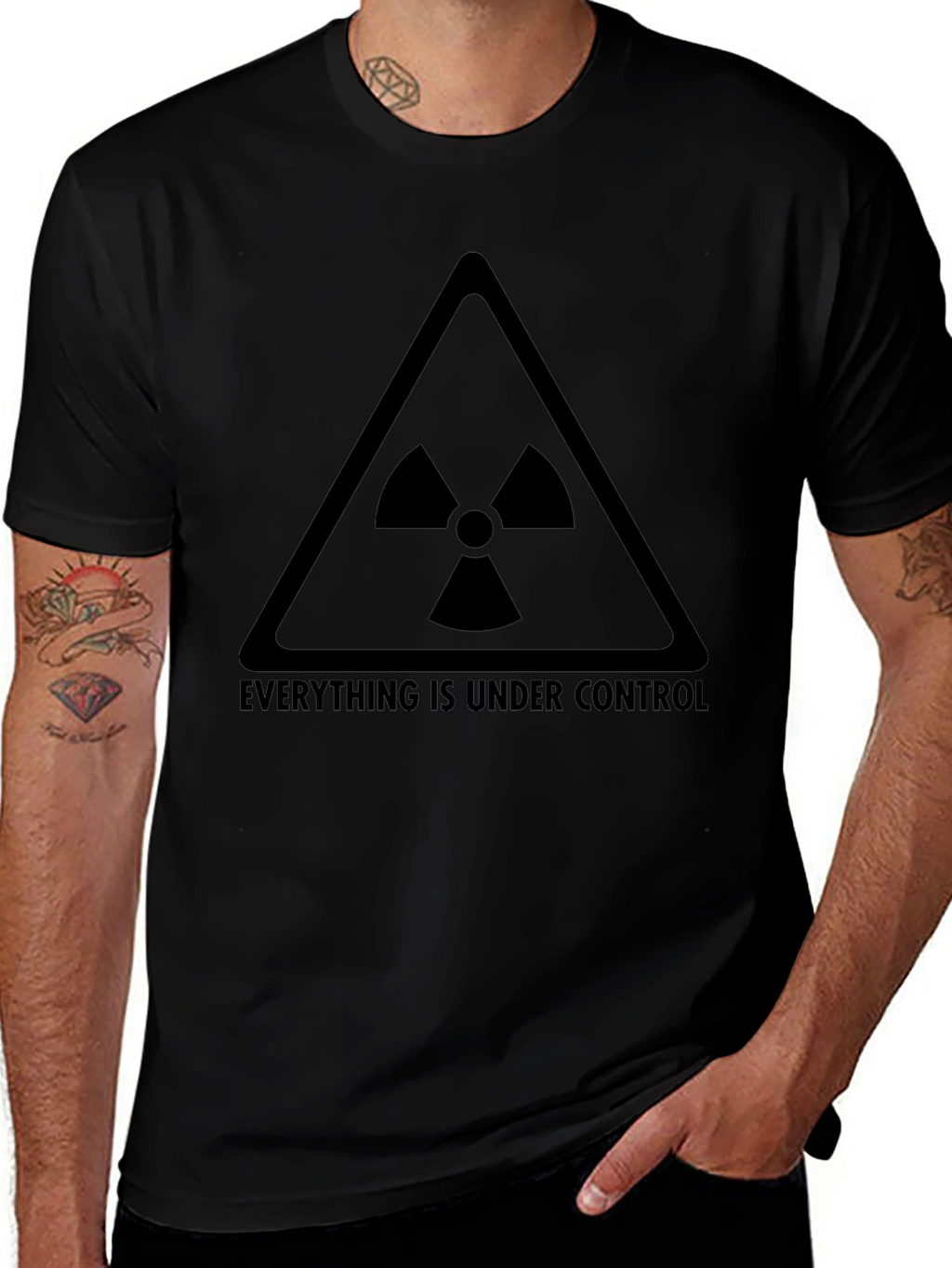 Everything is Under Control Mens Black Graphic T-Shirt