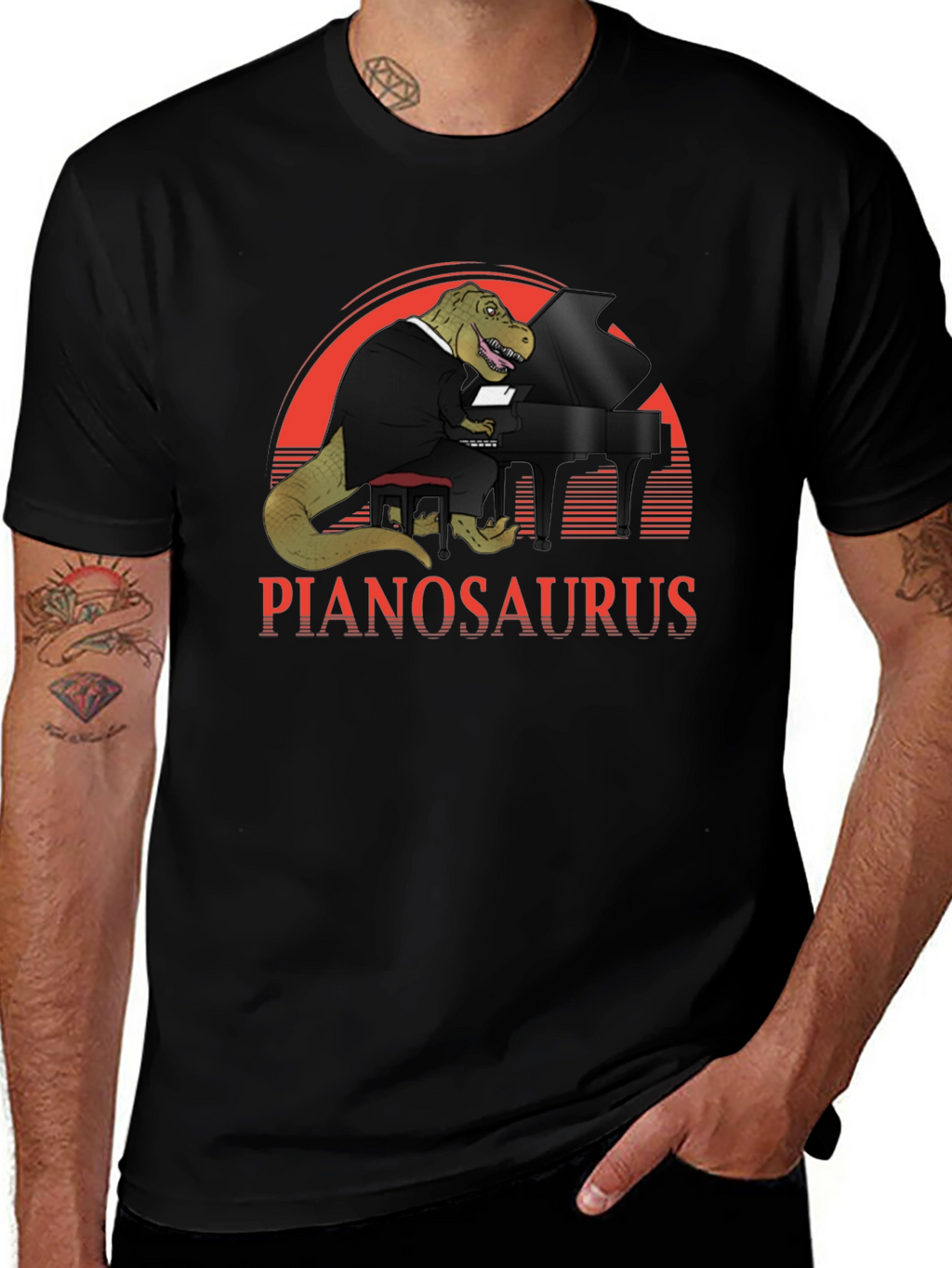 Pianosaurus T-Shirt - Dinosaur Piano Player Tee