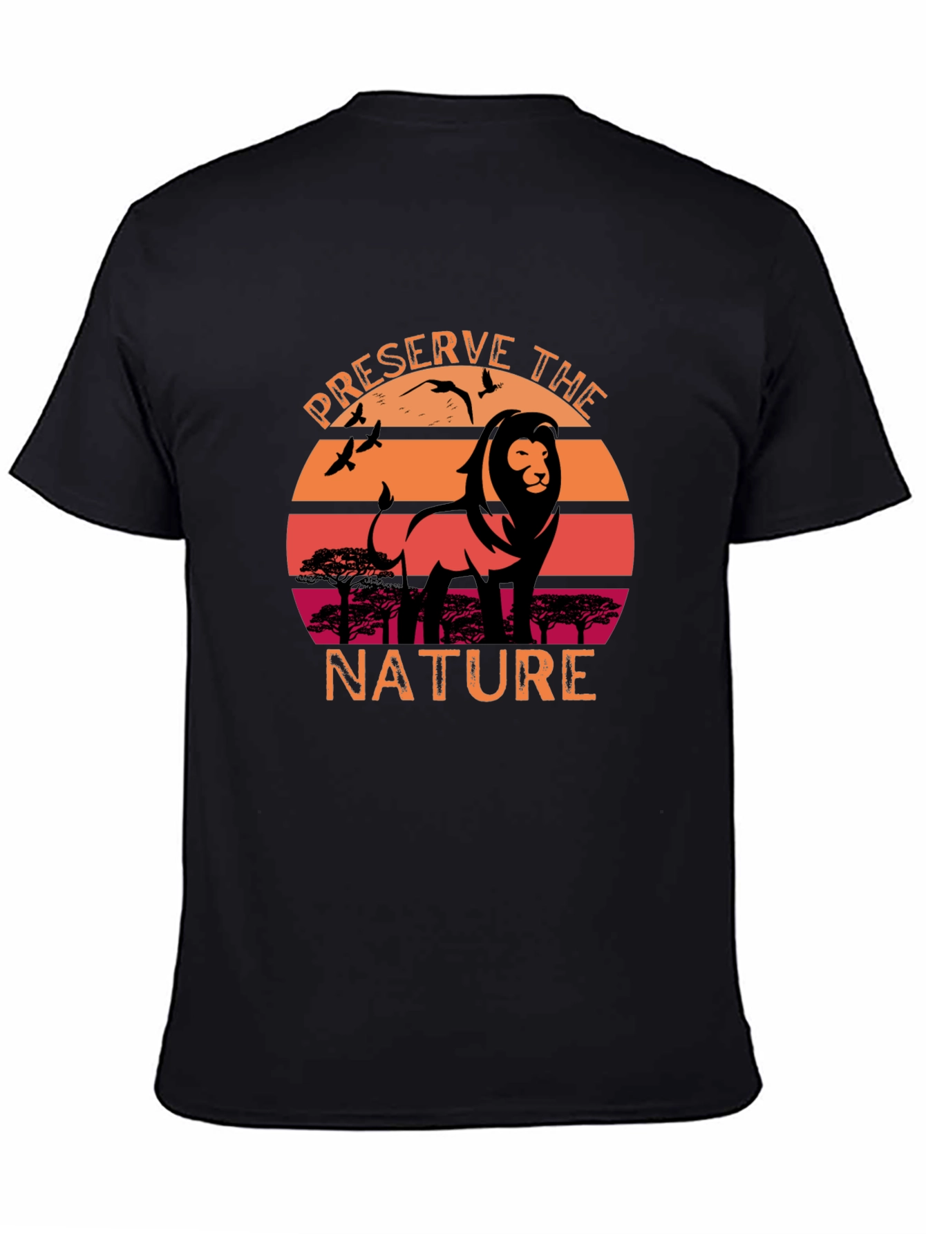 Preserve Nature Lion Sunset Graphic T-Shirt