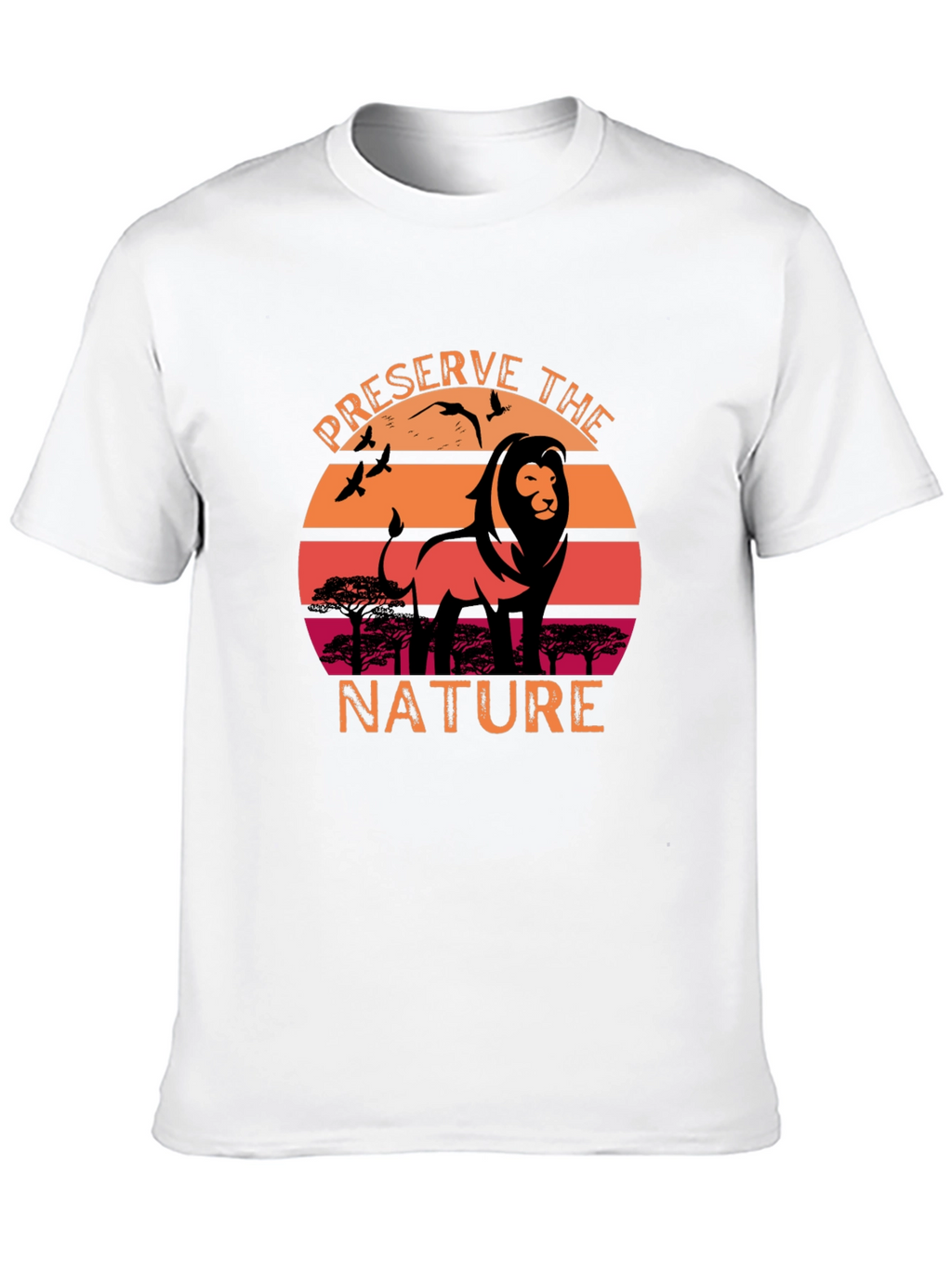 Preserve Nature Lion Sunset Graphic T-Shirt