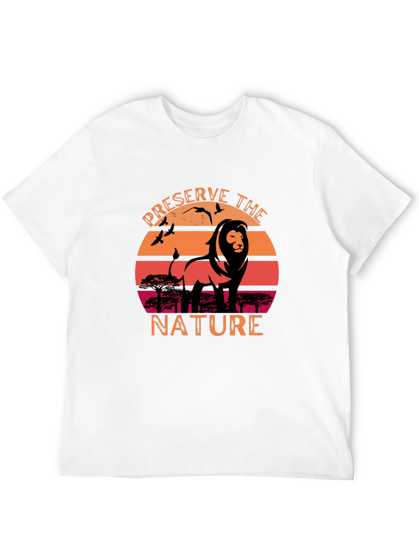 Preserve Nature Lion Sunset Graphic T-Shirt