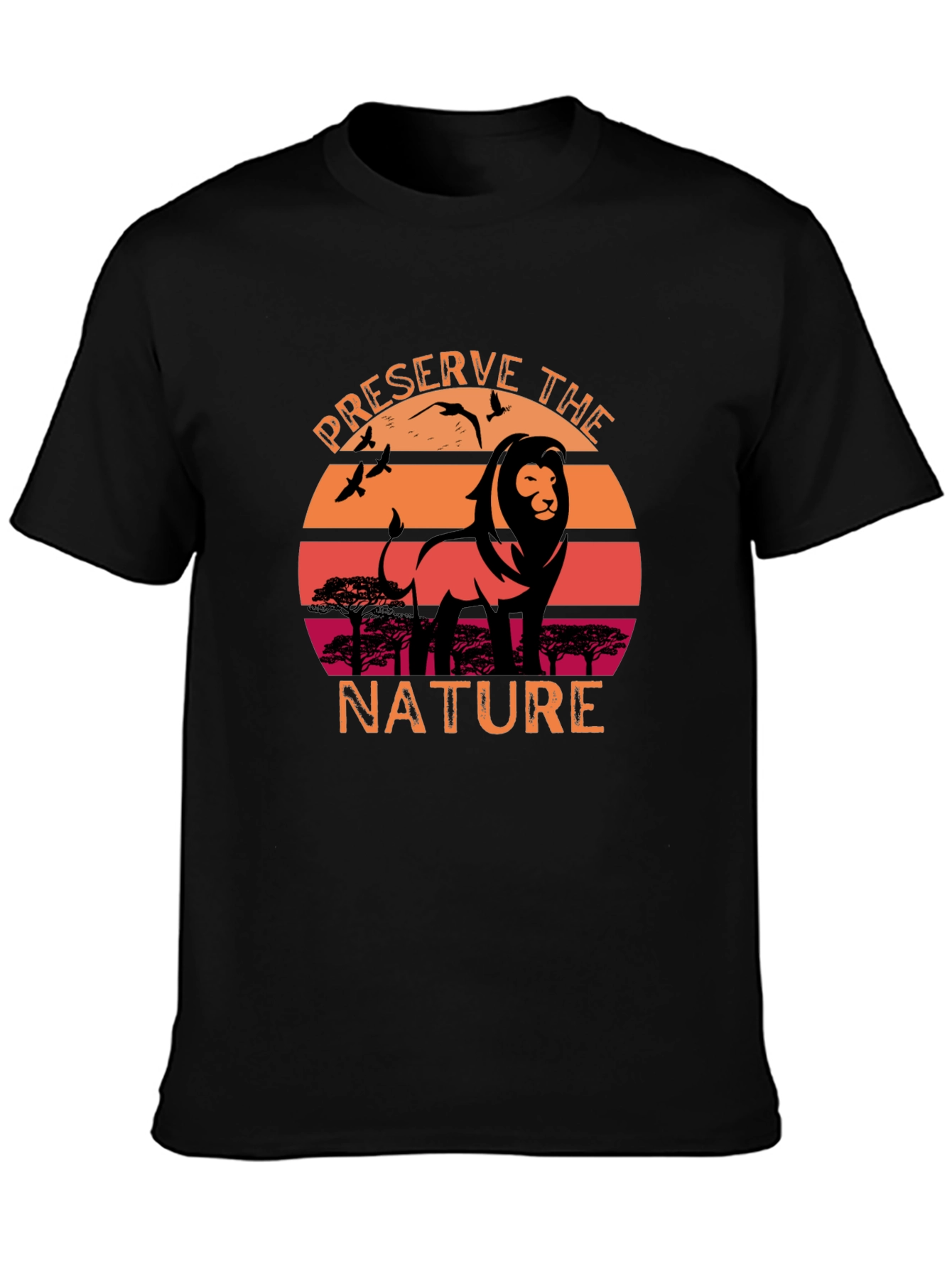 Preserve Nature Lion Sunset Graphic T-Shirt