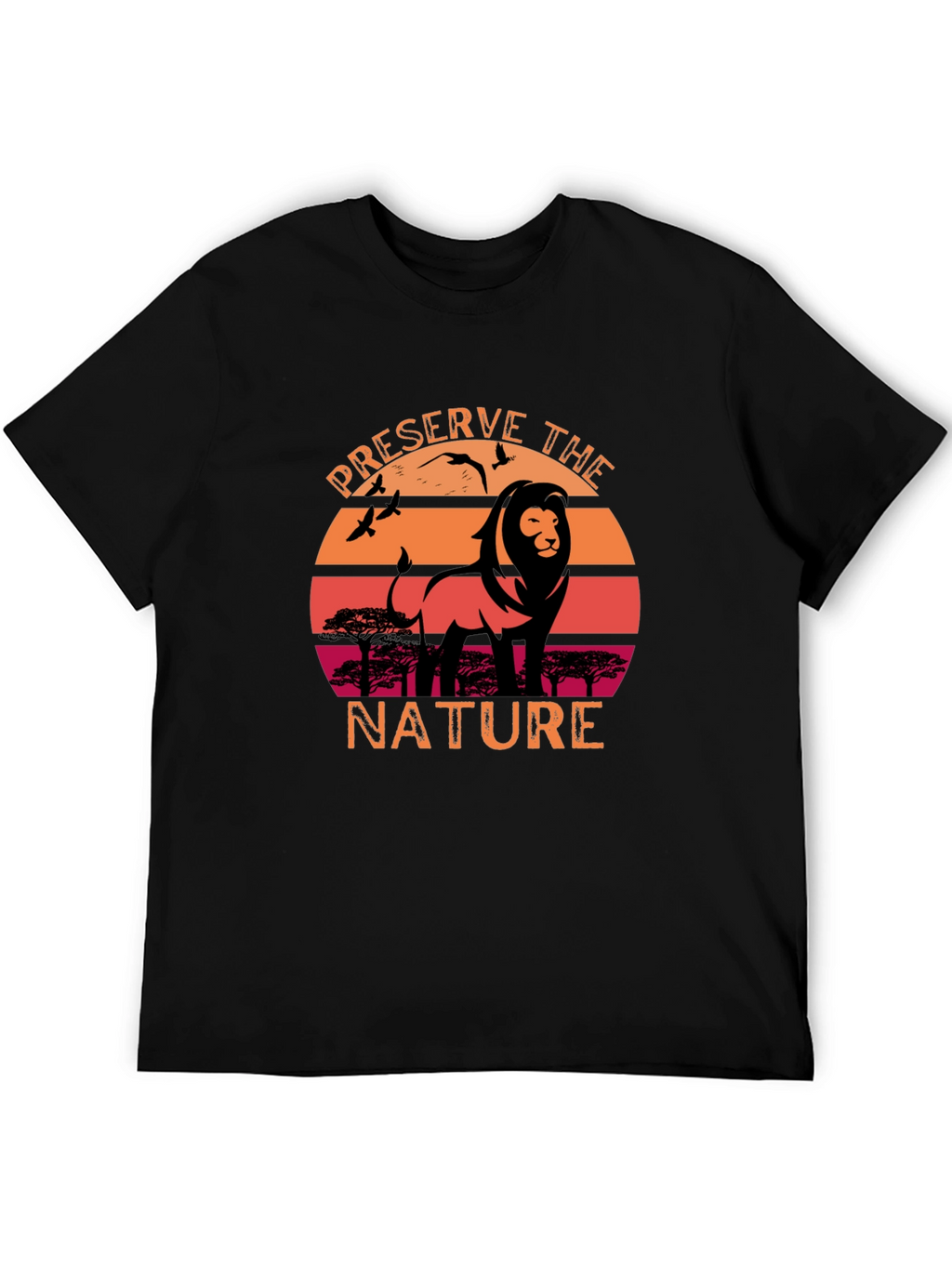 Preserve Nature Lion Sunset Graphic T-Shirt