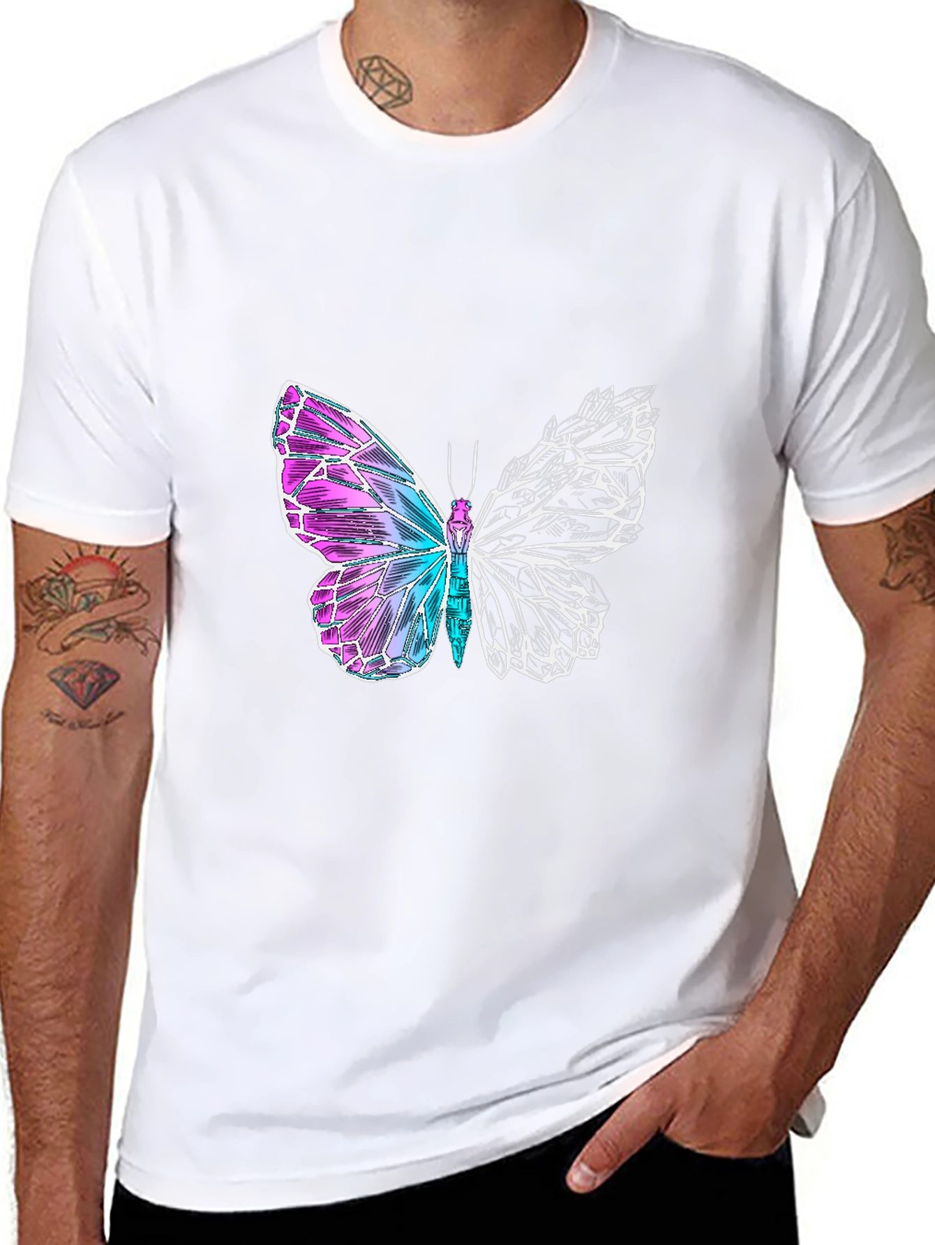 Butterfly Graphic Tee - Black Cotton Blend
