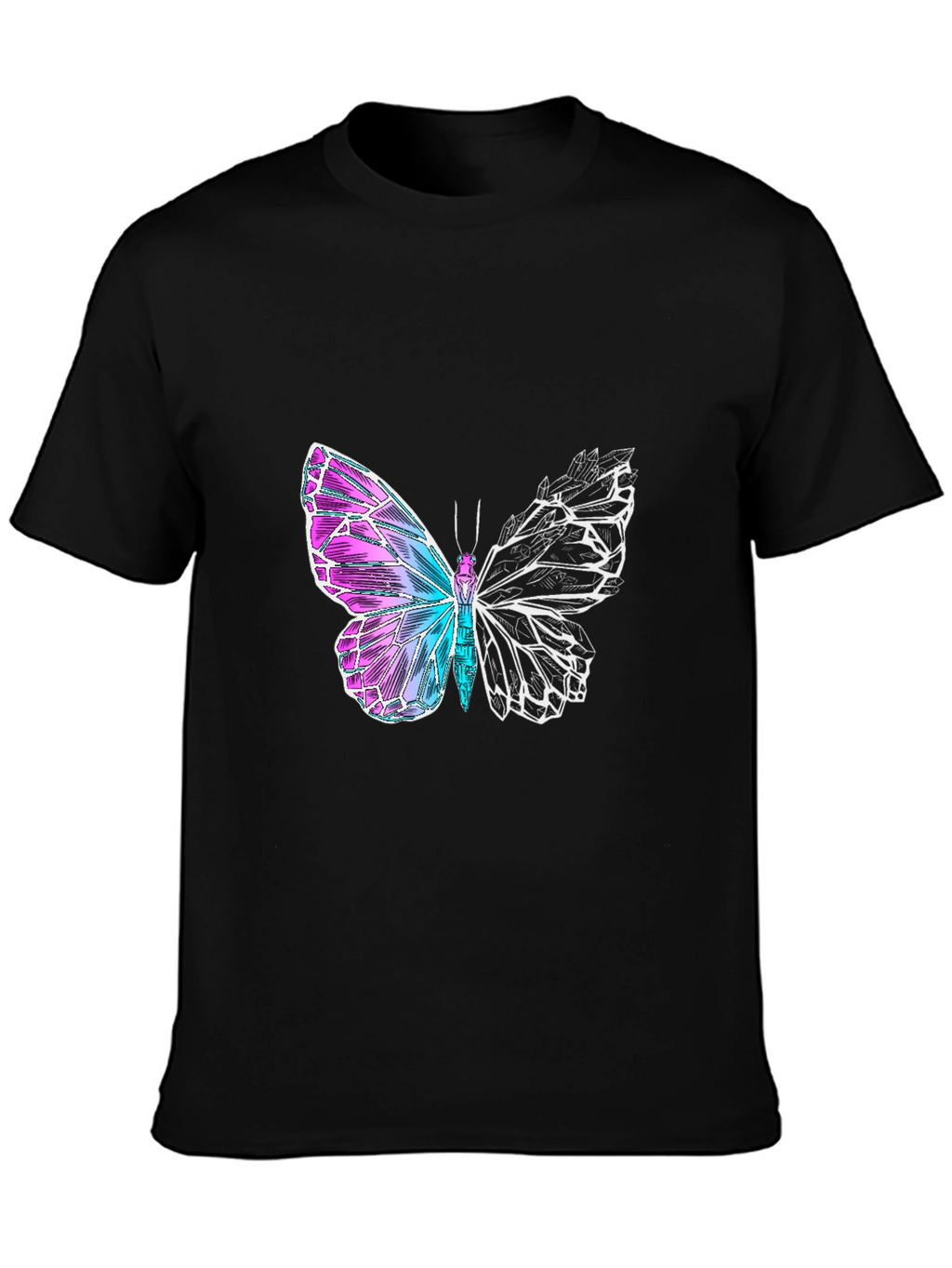 Butterfly Graphic Tee - Black Cotton Blend