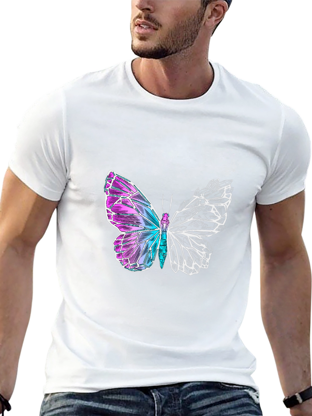 Butterfly Graphic Tee - Black Cotton Blend