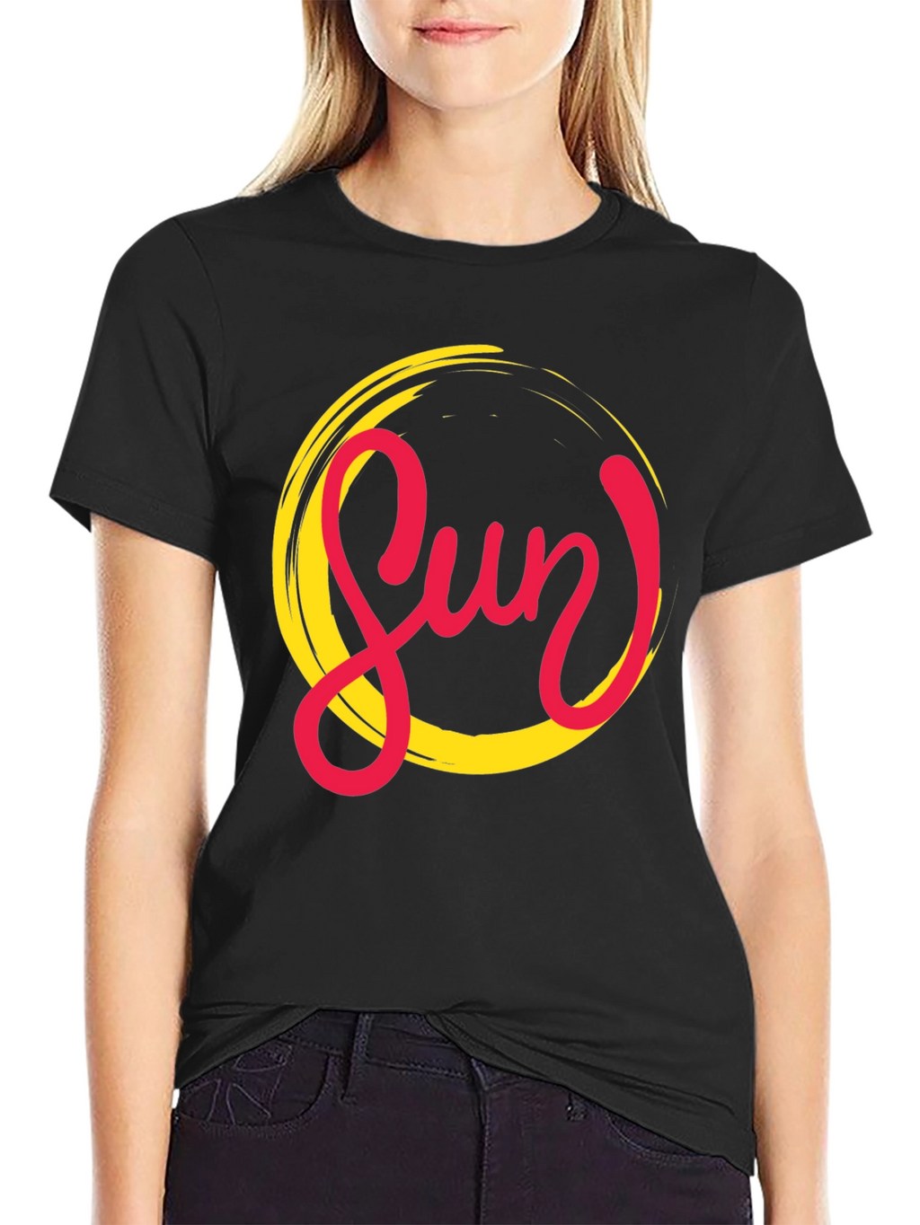 Stylish Sun Graphic Black T-Shirt for Men