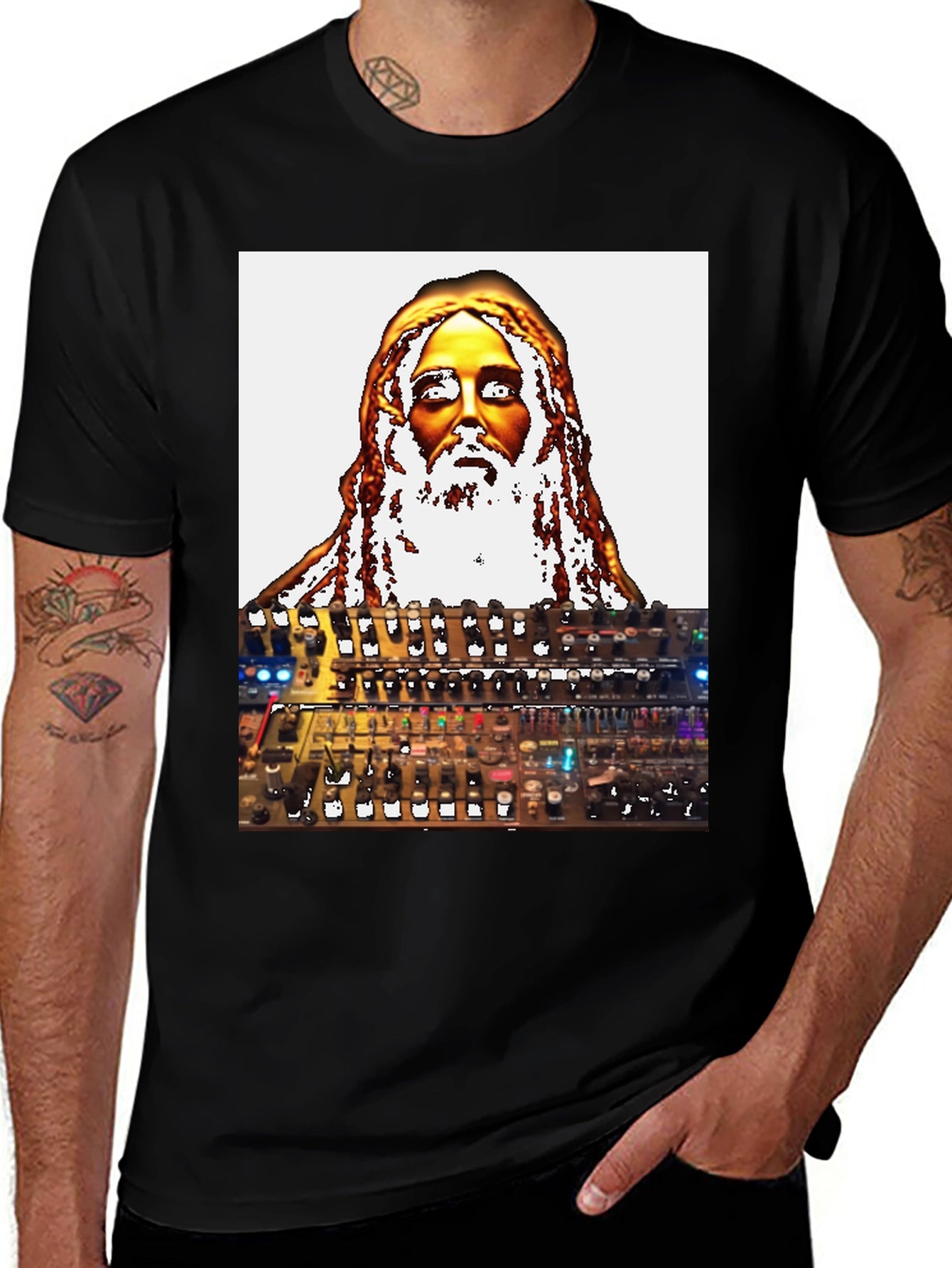 Unique Graphic T-Shirt - Jesus Synth Music Lover