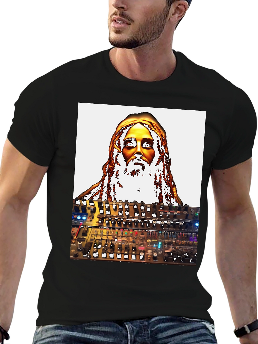Unique Graphic T-Shirt - Jesus Synth Music Lover