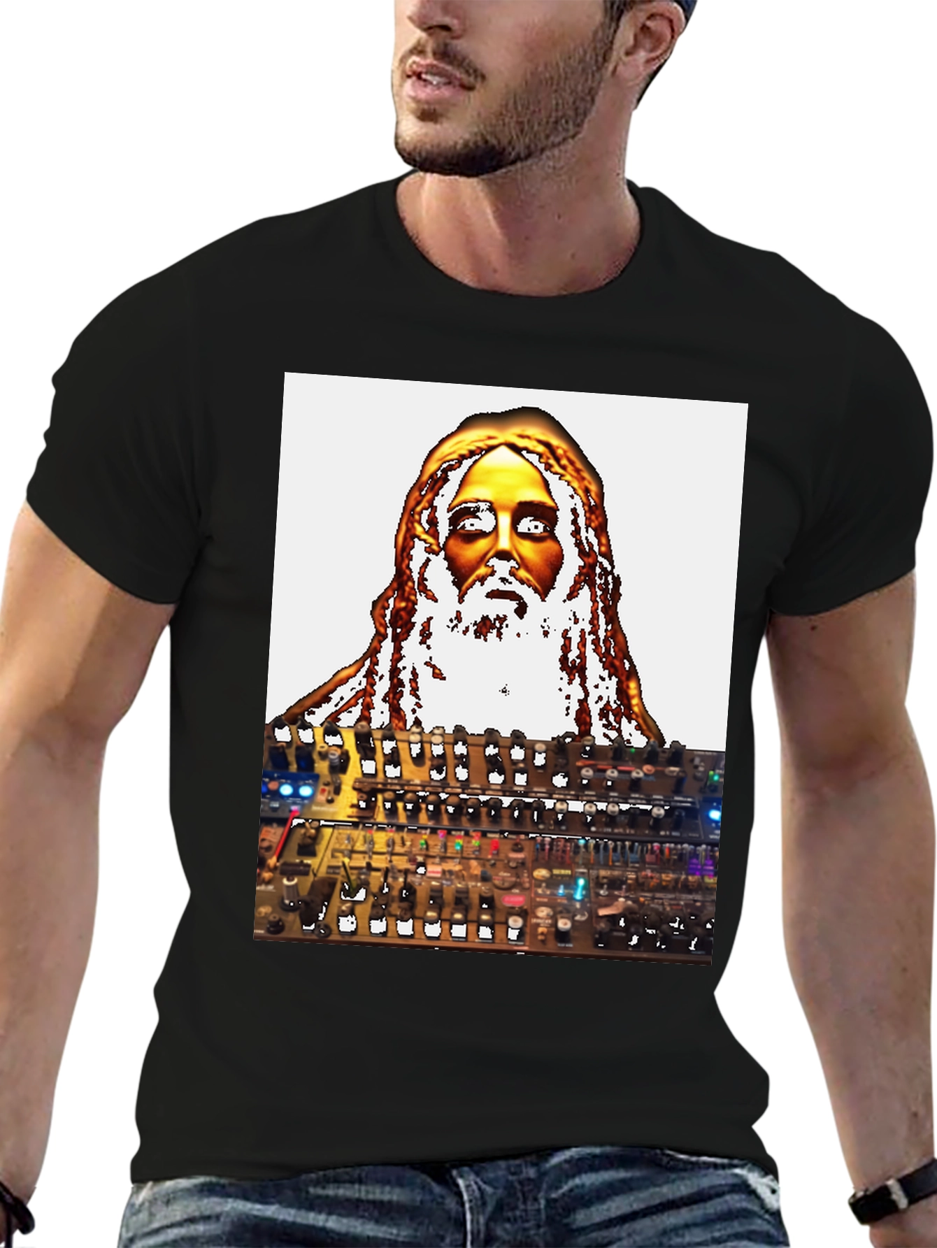 Unique Graphic T-Shirt - Jesus Synth Music Lover