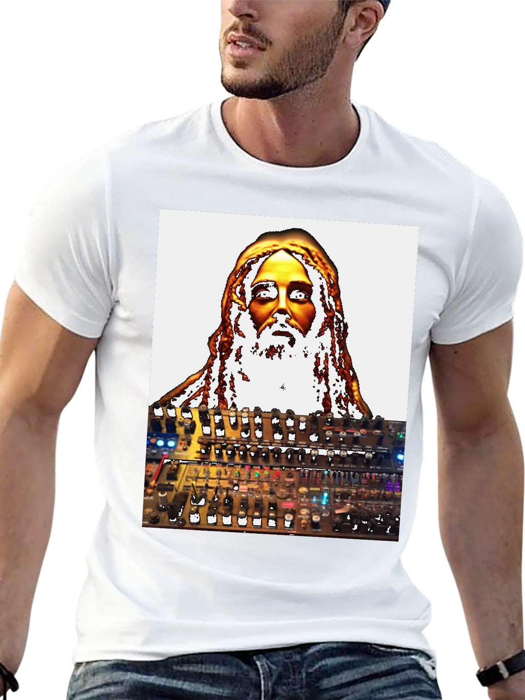 Unique Graphic T-Shirt - Jesus Synth Music Lover
