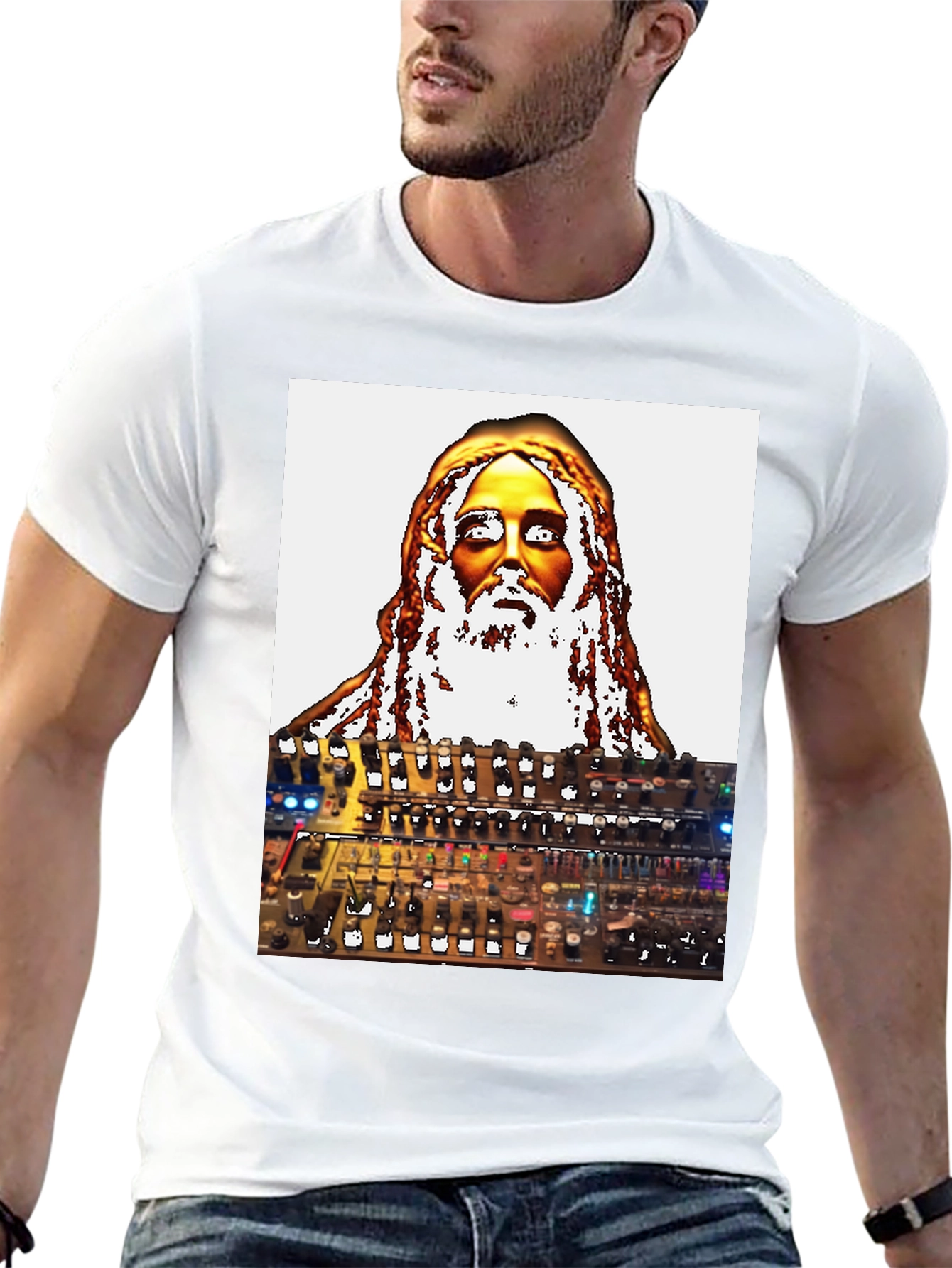 Unique Graphic T-Shirt - Jesus Synth Music Lover