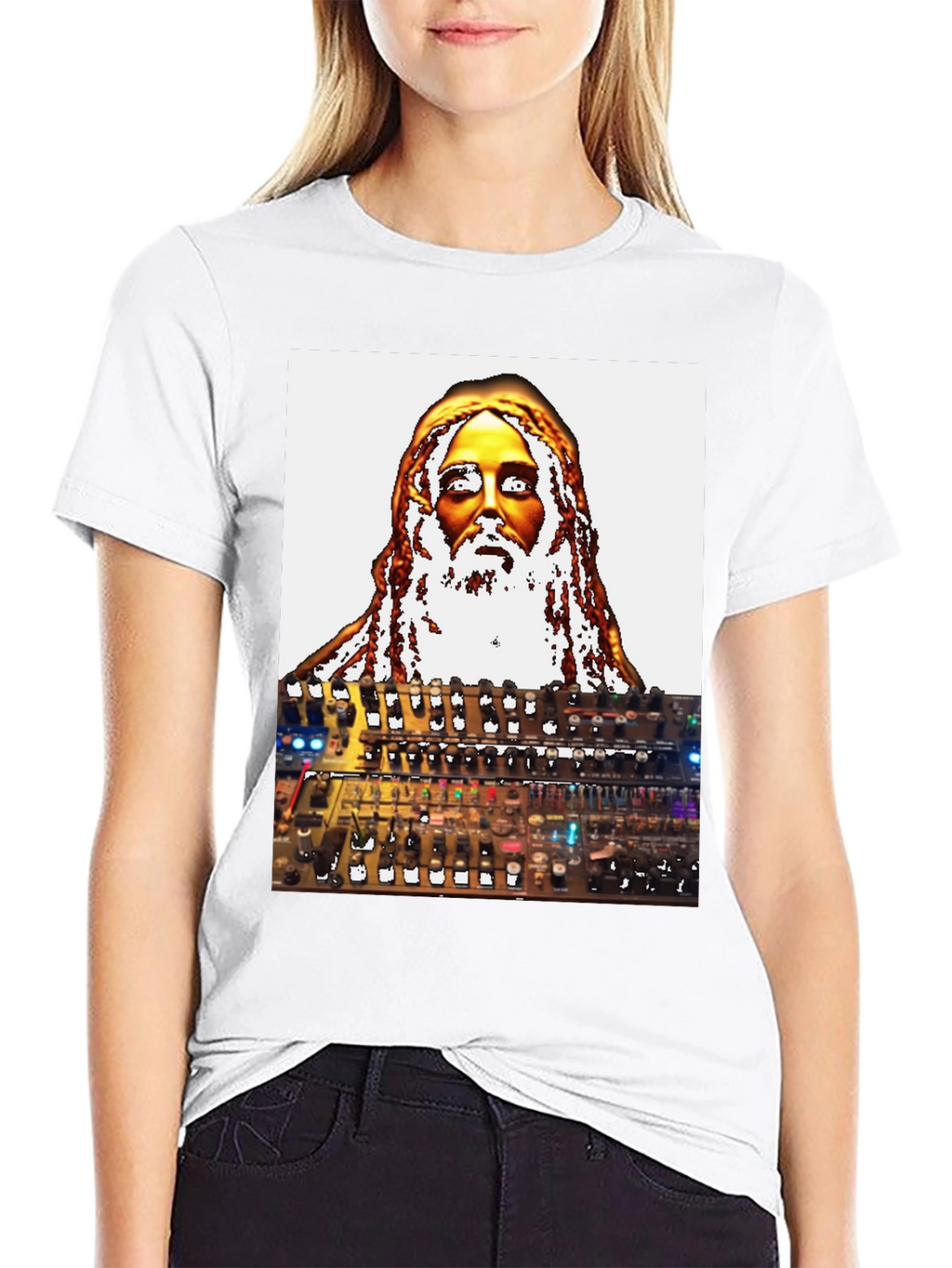 Unique Graphic T-Shirt - Jesus Synth Music Lover
