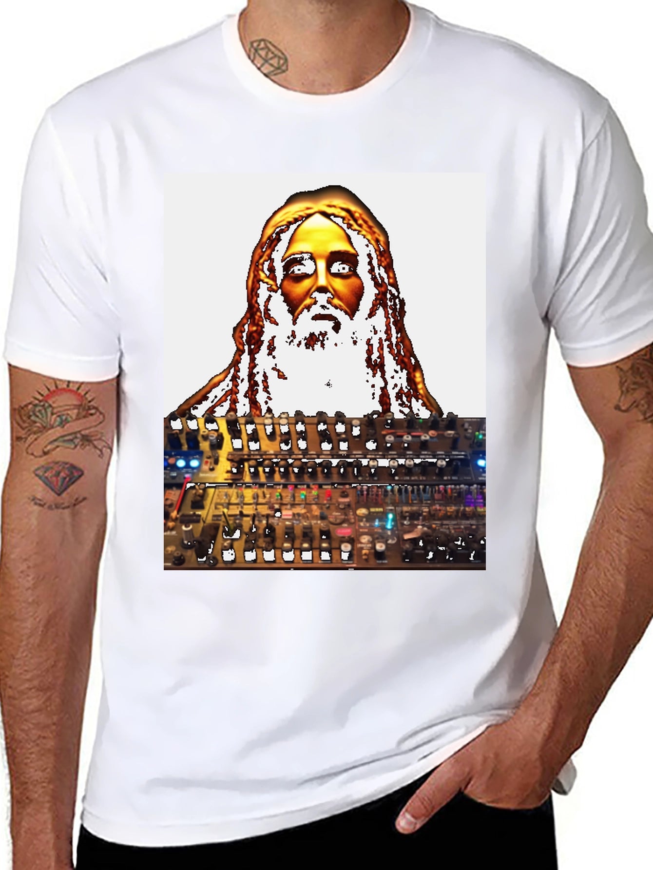 Unique Graphic T-Shirt - Jesus Synth Music Lover
