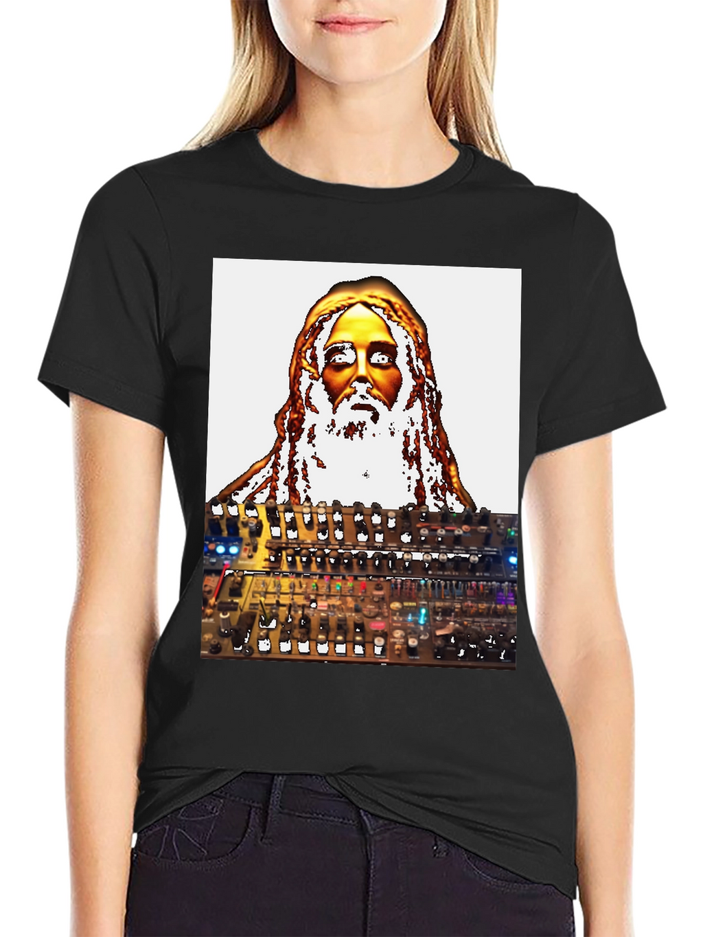 Unique Graphic T-Shirt - Jesus Synth Music Lover