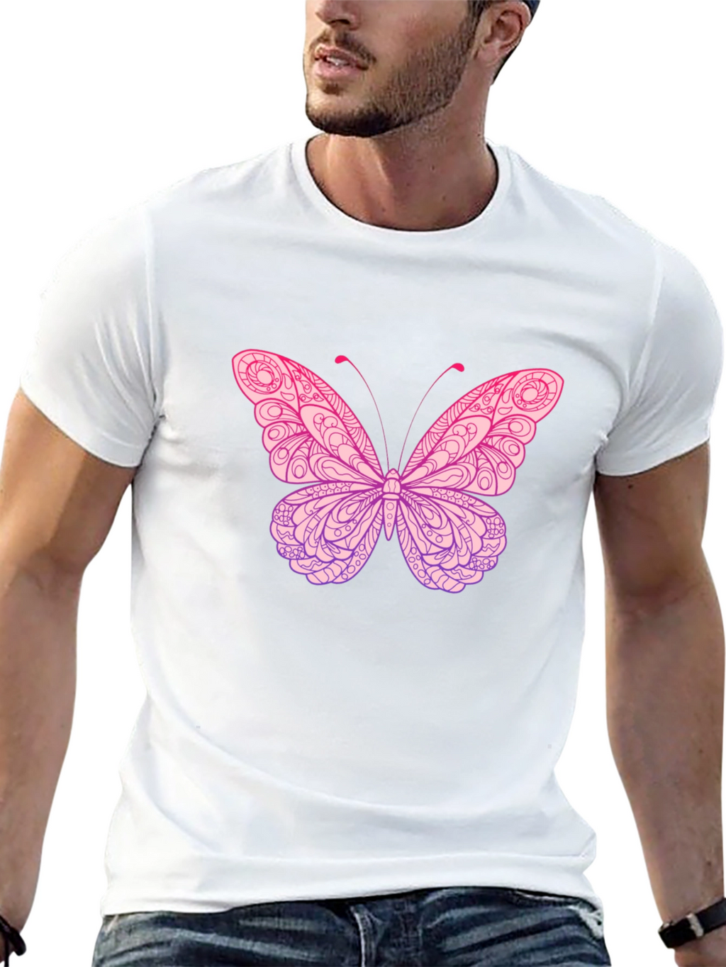 Butterfly Graphic Print Black T-Shirt
