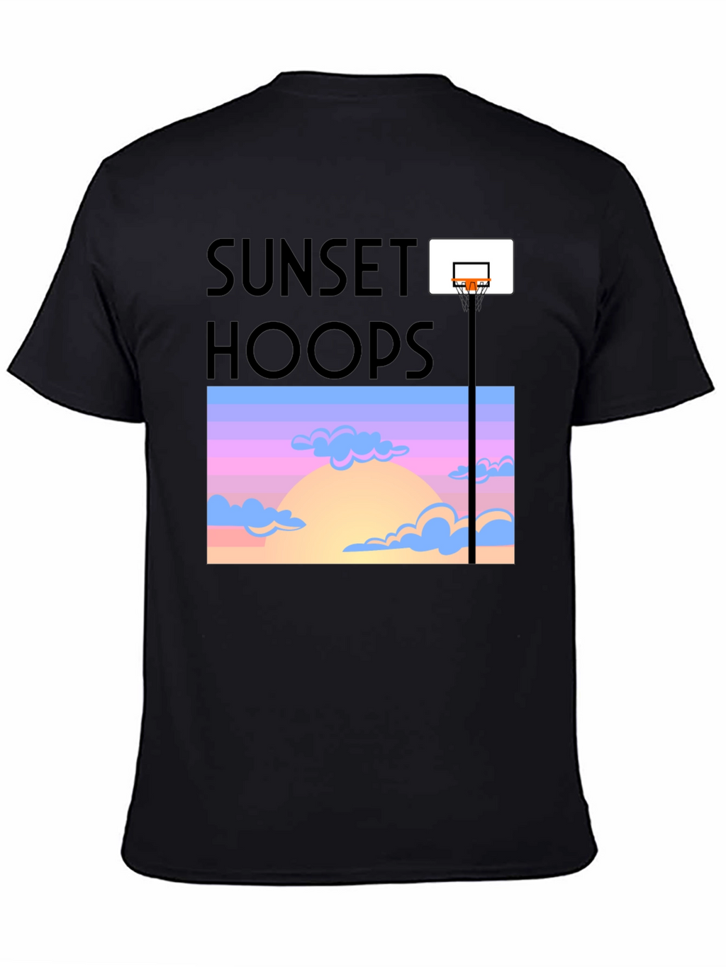 Sunset Hoops Graphic Tee - Trendy Basketball T-Shirt