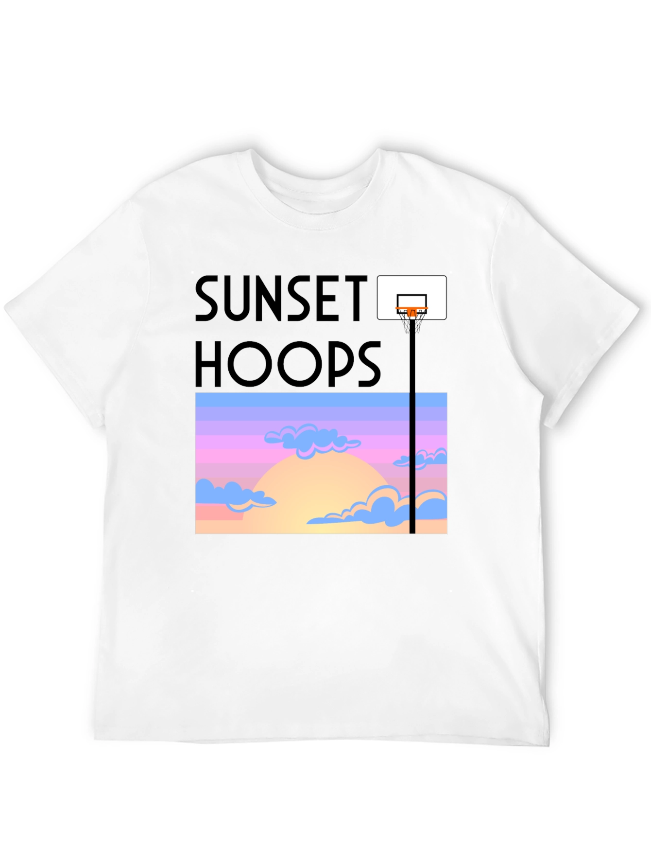 Sunset Hoops Graphic Tee - Trendy Basketball T-Shirt