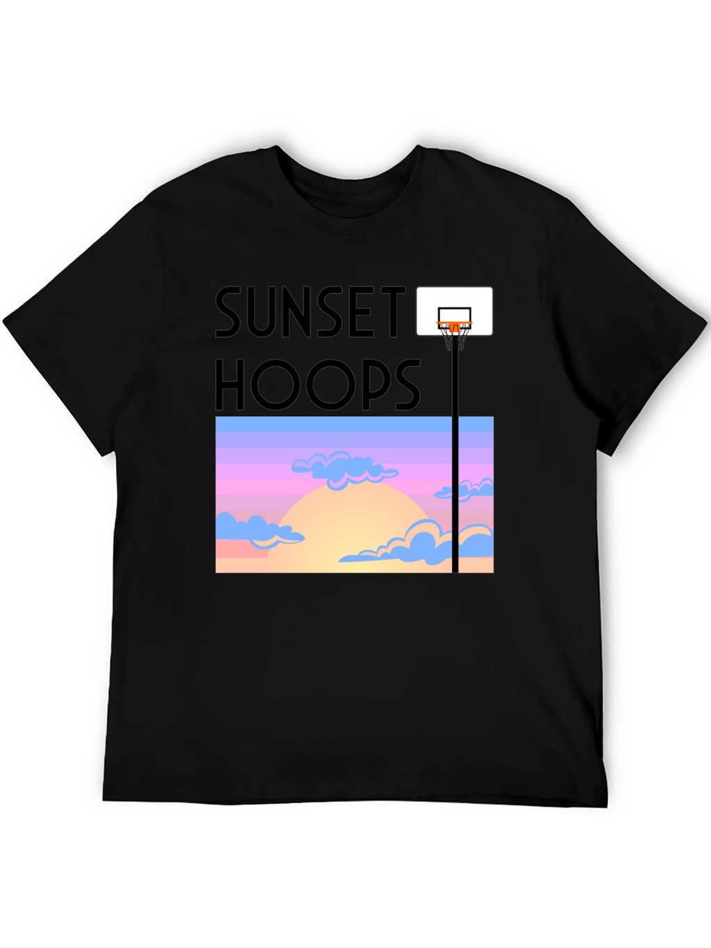 Sunset Hoops Graphic Tee - Trendy Basketball T-Shirt