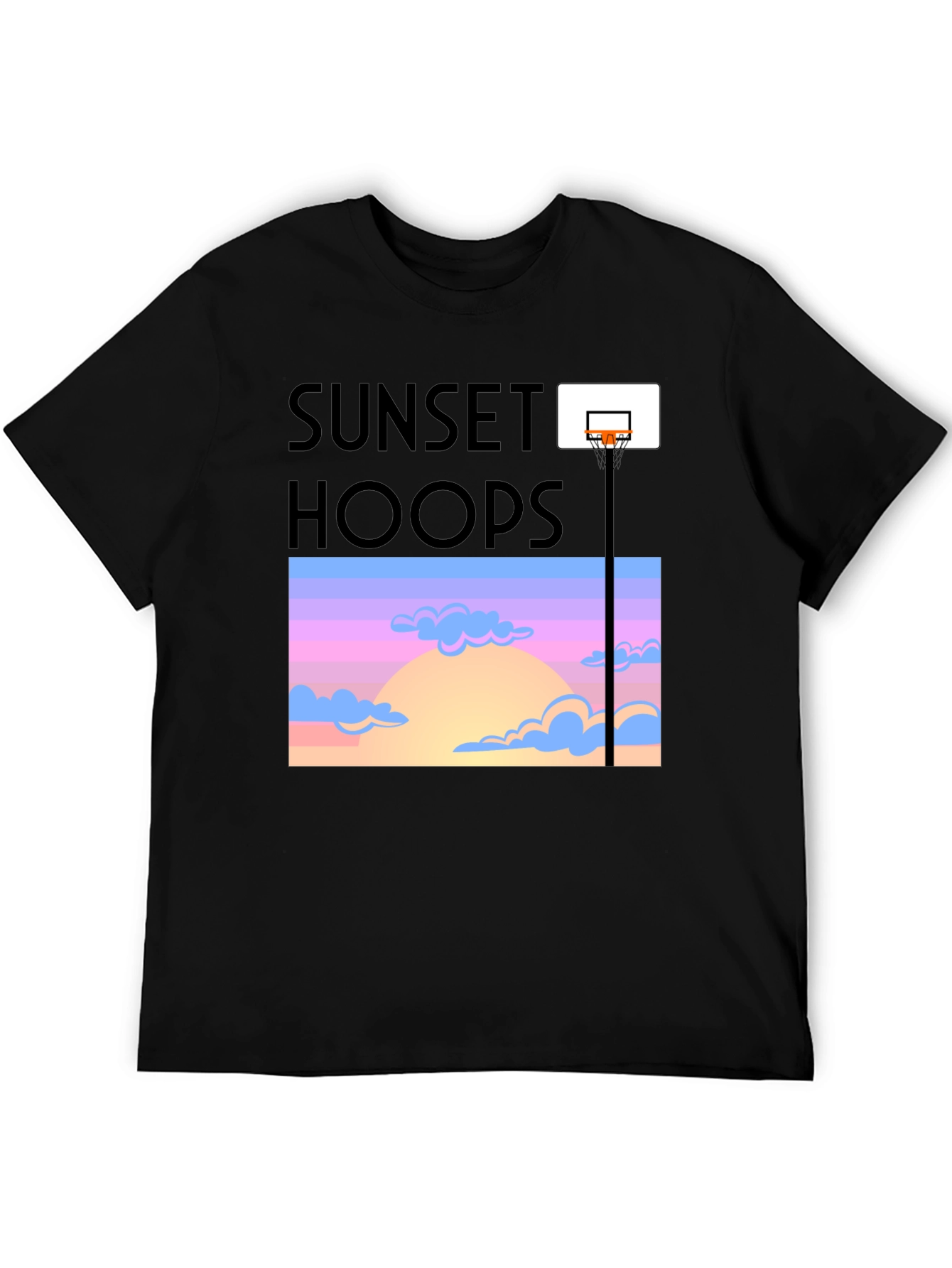 Sunset Hoops Graphic Tee - Trendy Basketball T-Shirt