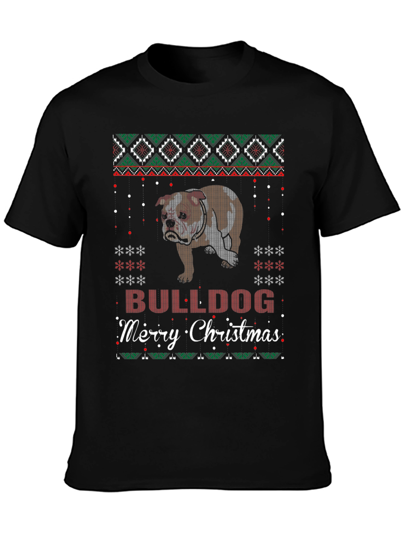 Bulldog Merry Christmas Ugly Sweater T-Shirt