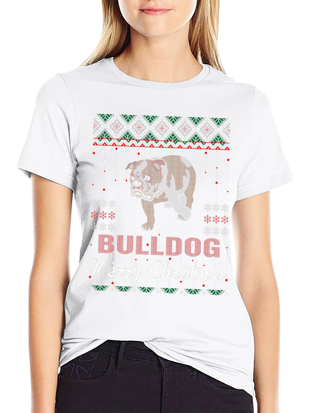 Bulldog Merry Christmas Ugly Sweater T-Shirt