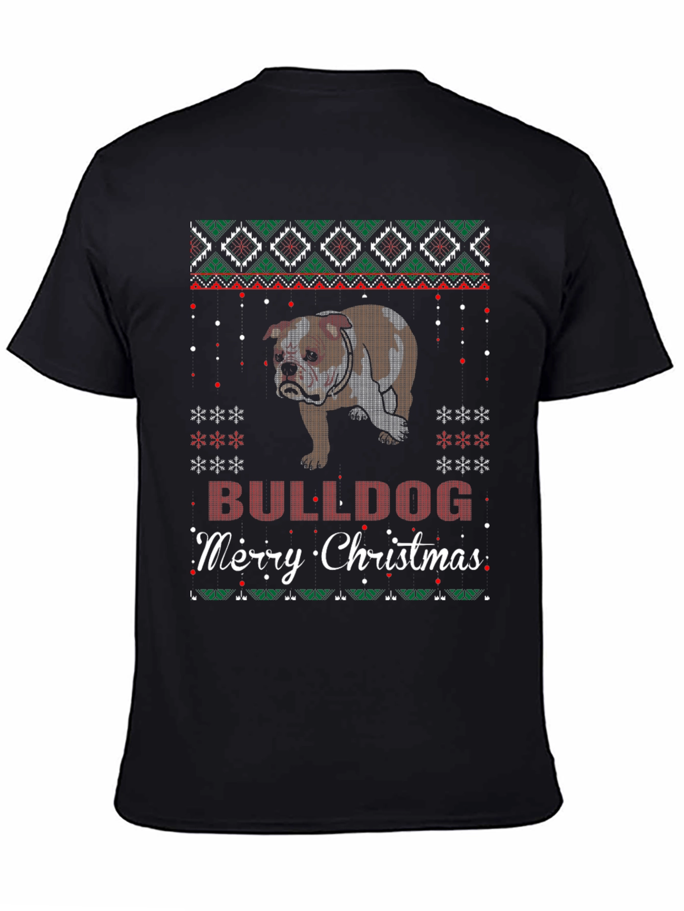 Bulldog Merry Christmas Ugly Sweater T-Shirt