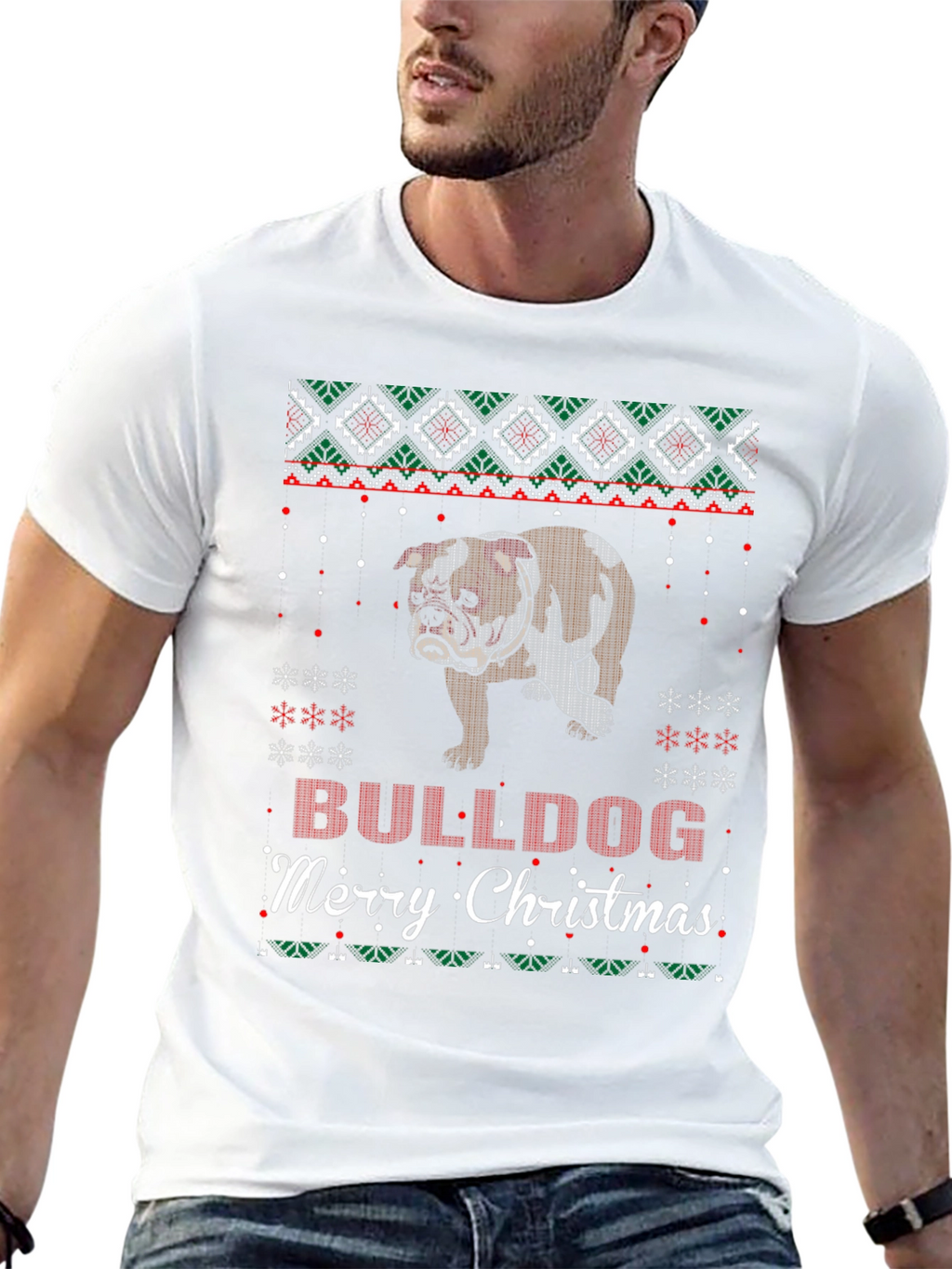 Bulldog Merry Christmas Ugly Sweater T-Shirt