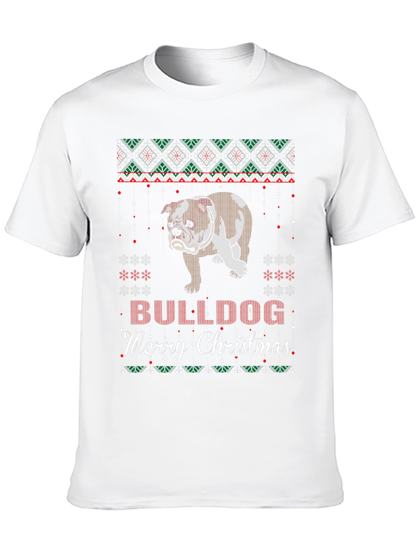Bulldog Merry Christmas Ugly Sweater T-Shirt