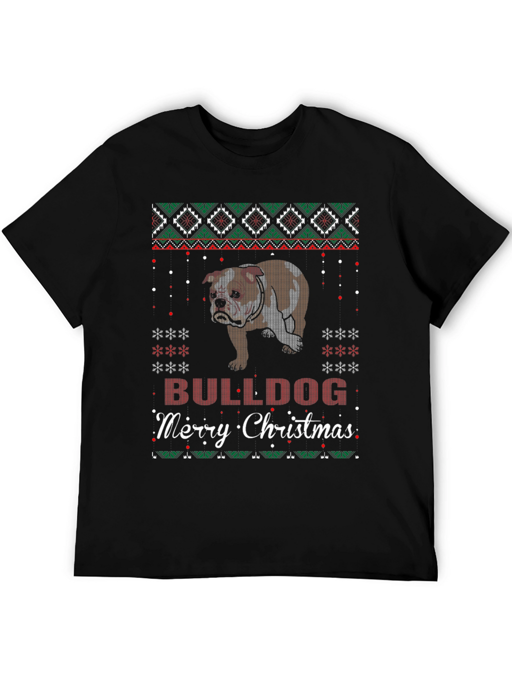 Bulldog Merry Christmas Ugly Sweater T-Shirt