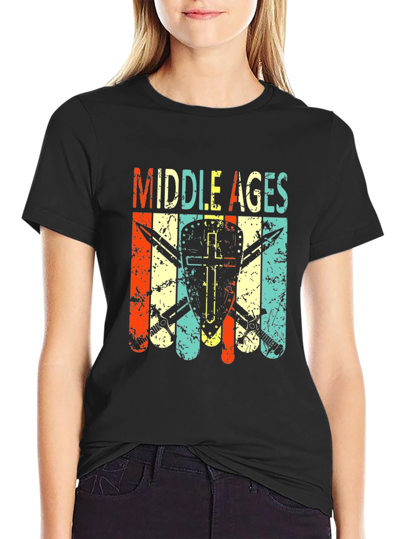 Middle Ages Shield & Swords Graphic T-Shirt