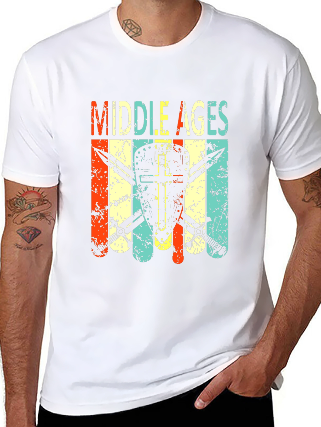 Middle Ages Shield & Swords Graphic T-Shirt