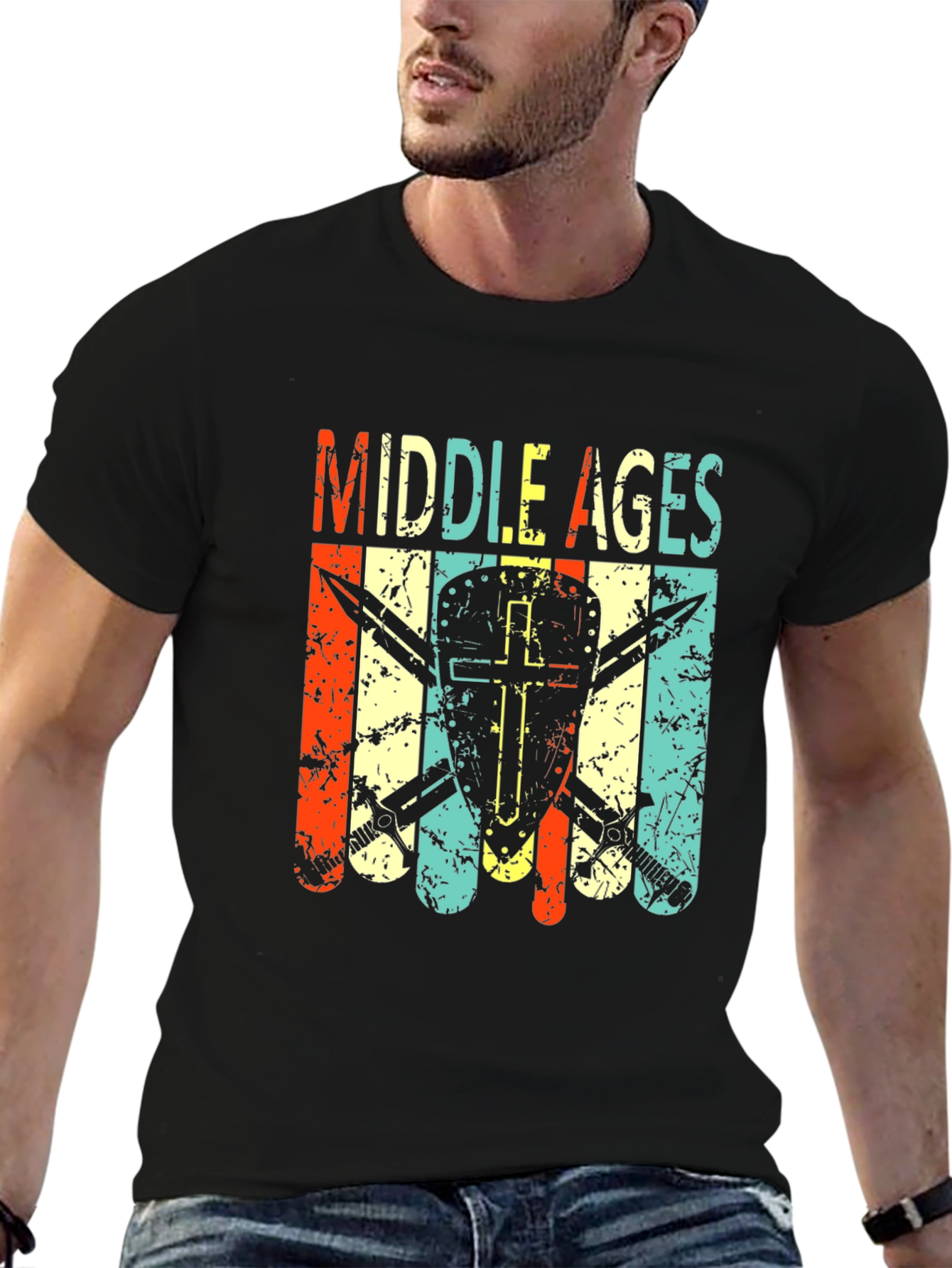 Middle Ages Shield & Swords Graphic T-Shirt