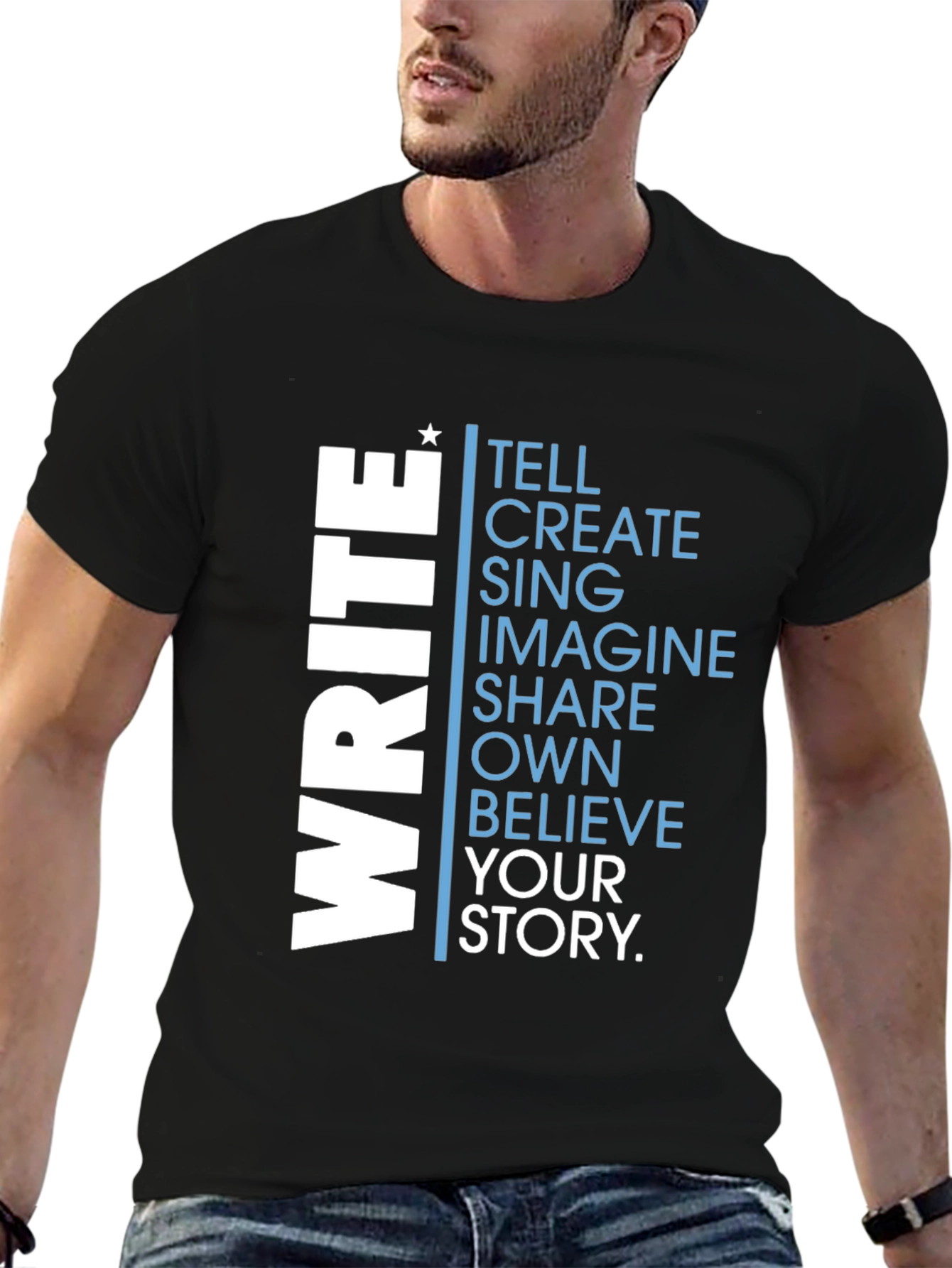 Inspiring Write Your Story Graphic Tee - Black