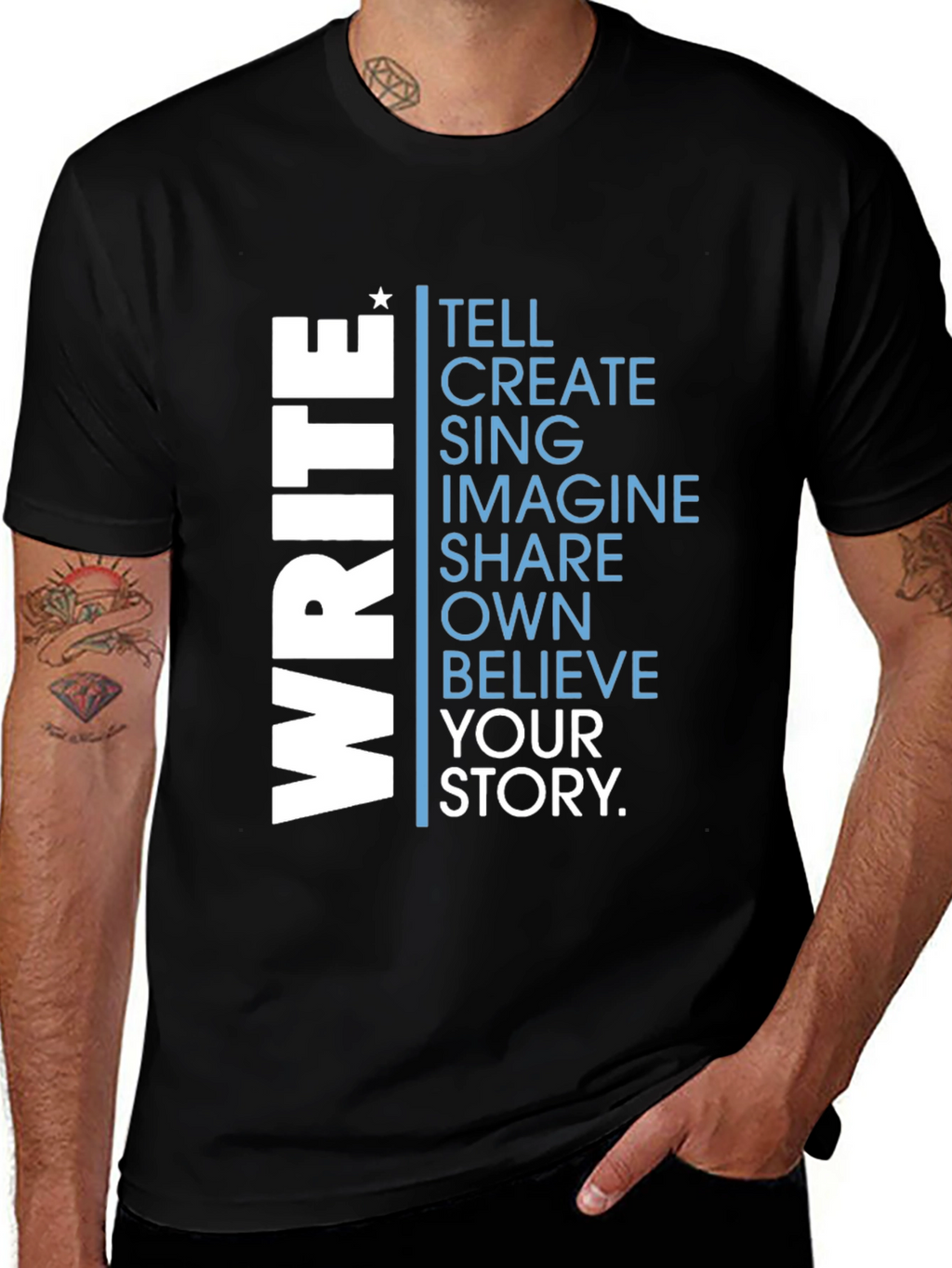 Inspiring Write Your Story Graphic Tee - Black