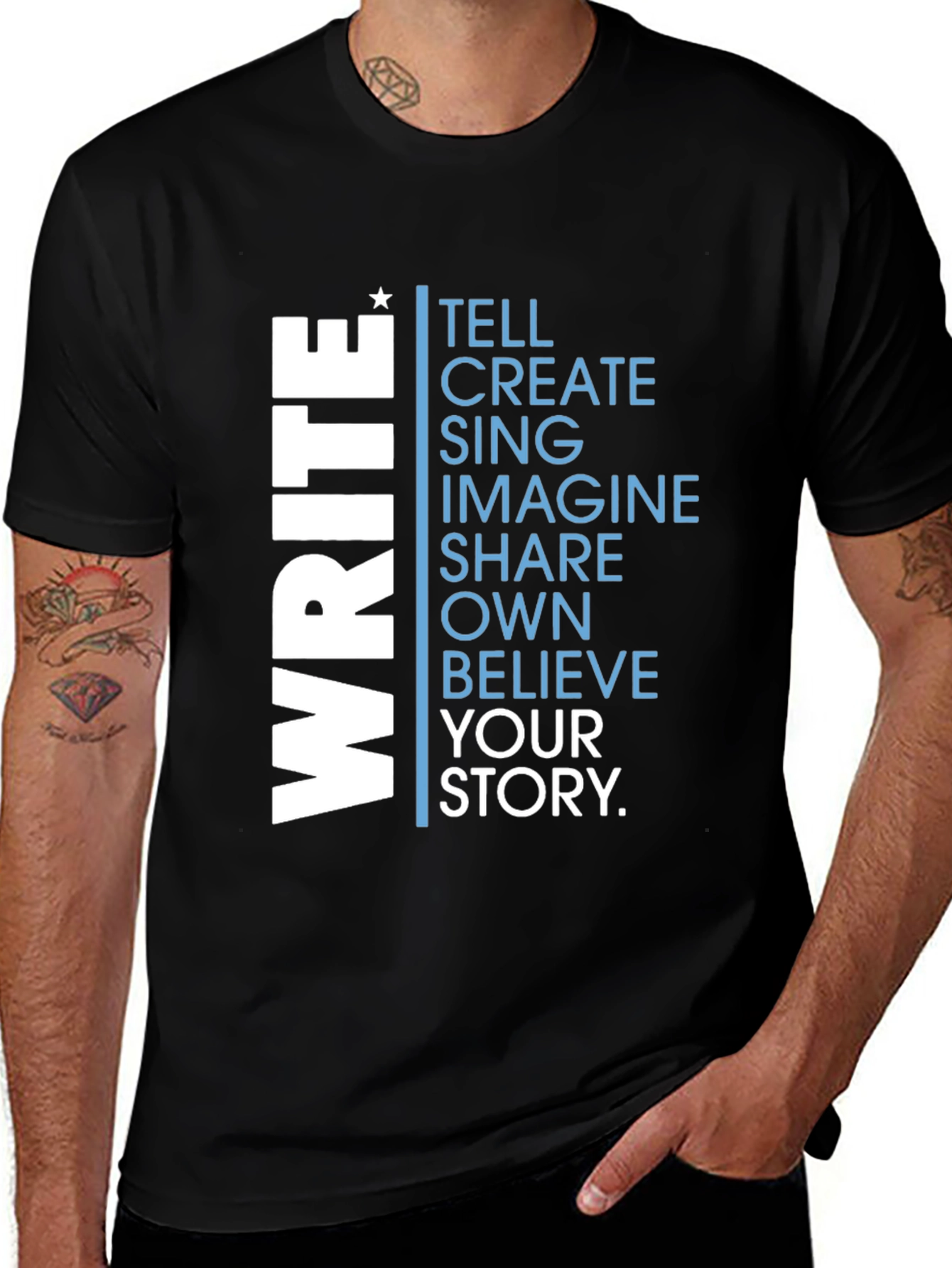 Inspiring Write Your Story Graphic Tee - Black