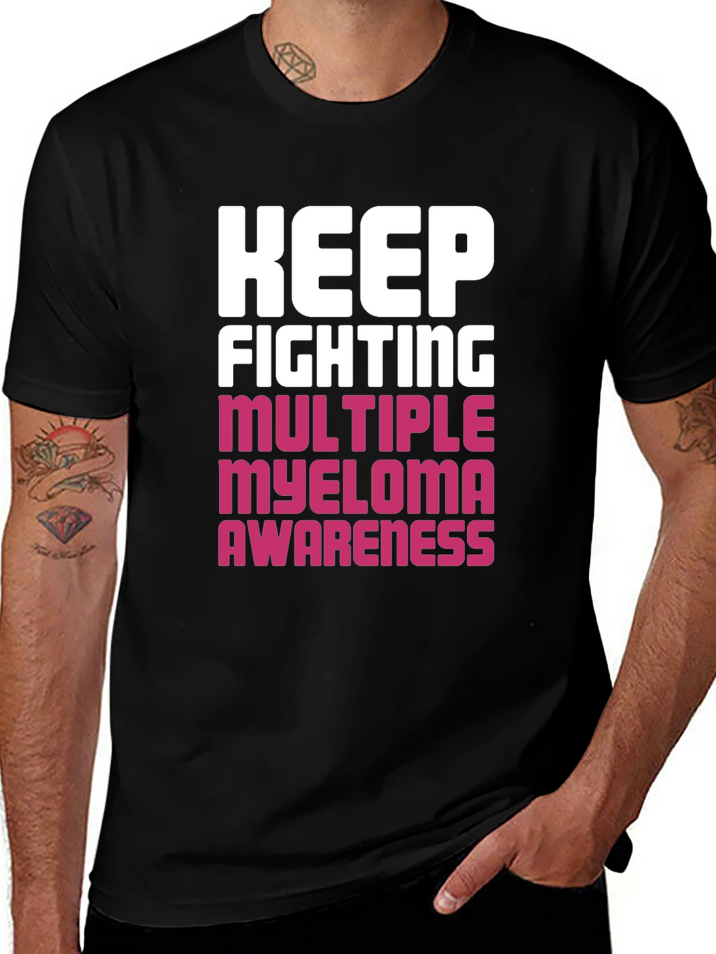 Keep Fighting Myeloma Awareness Black T-Shirt