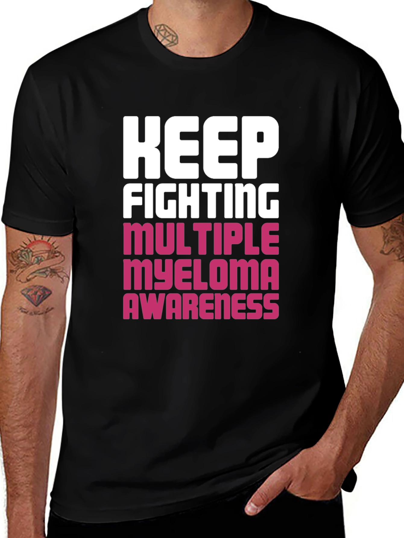 Keep Fighting Myeloma Awareness Black T-Shirt