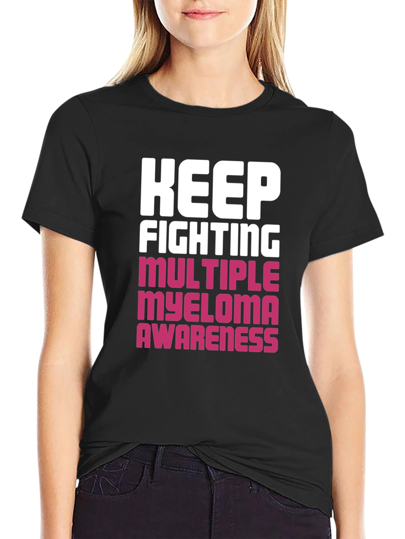 Keep Fighting Myeloma Awareness Black T-Shirt