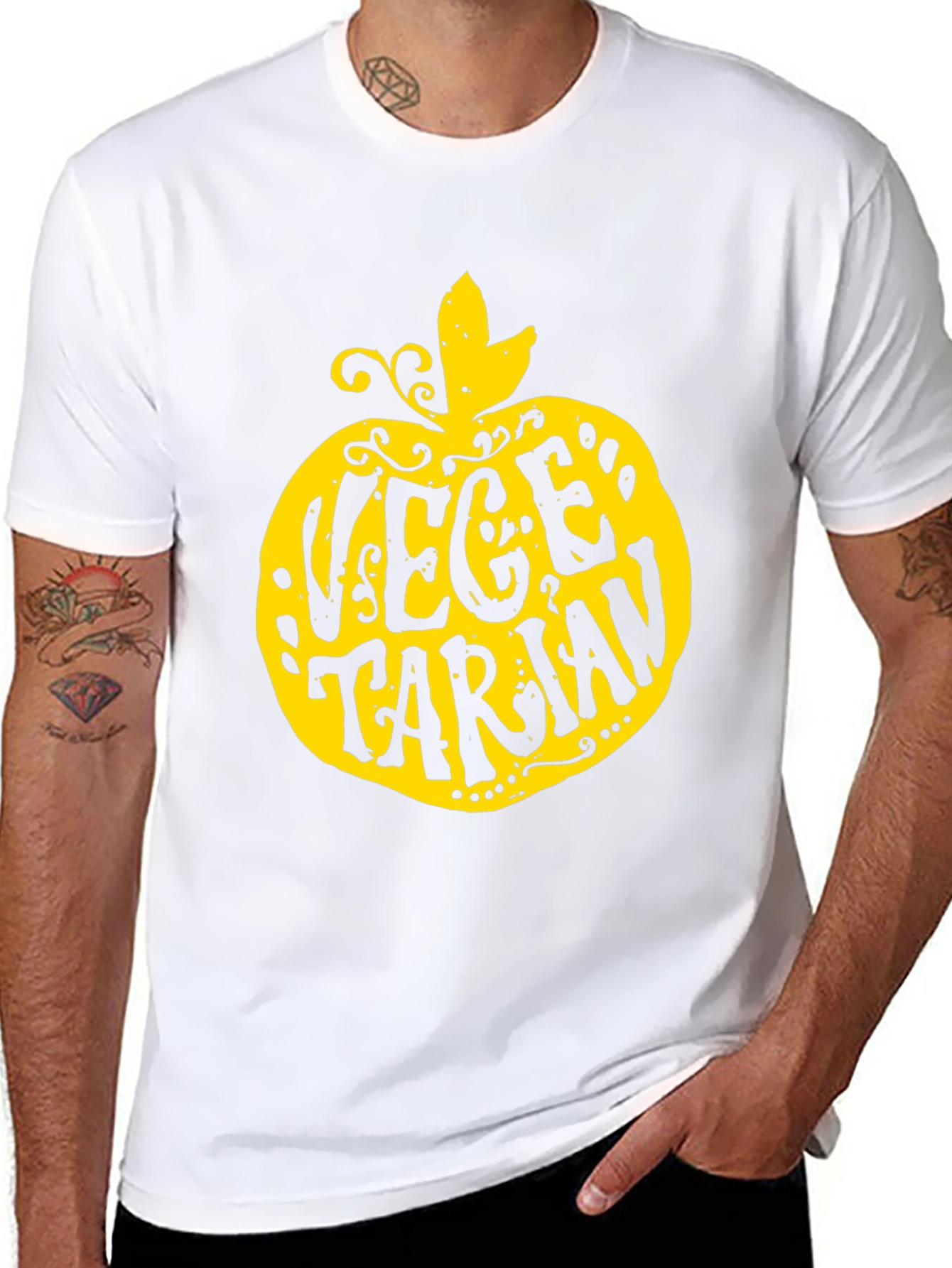 Vegetarian Apple T-Shirt - Black Unique Design