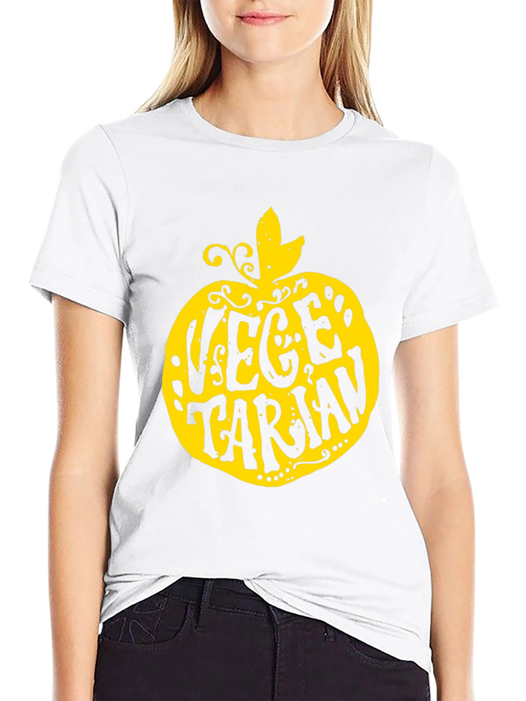 Vegetarian Apple T-Shirt - Black Unique Design