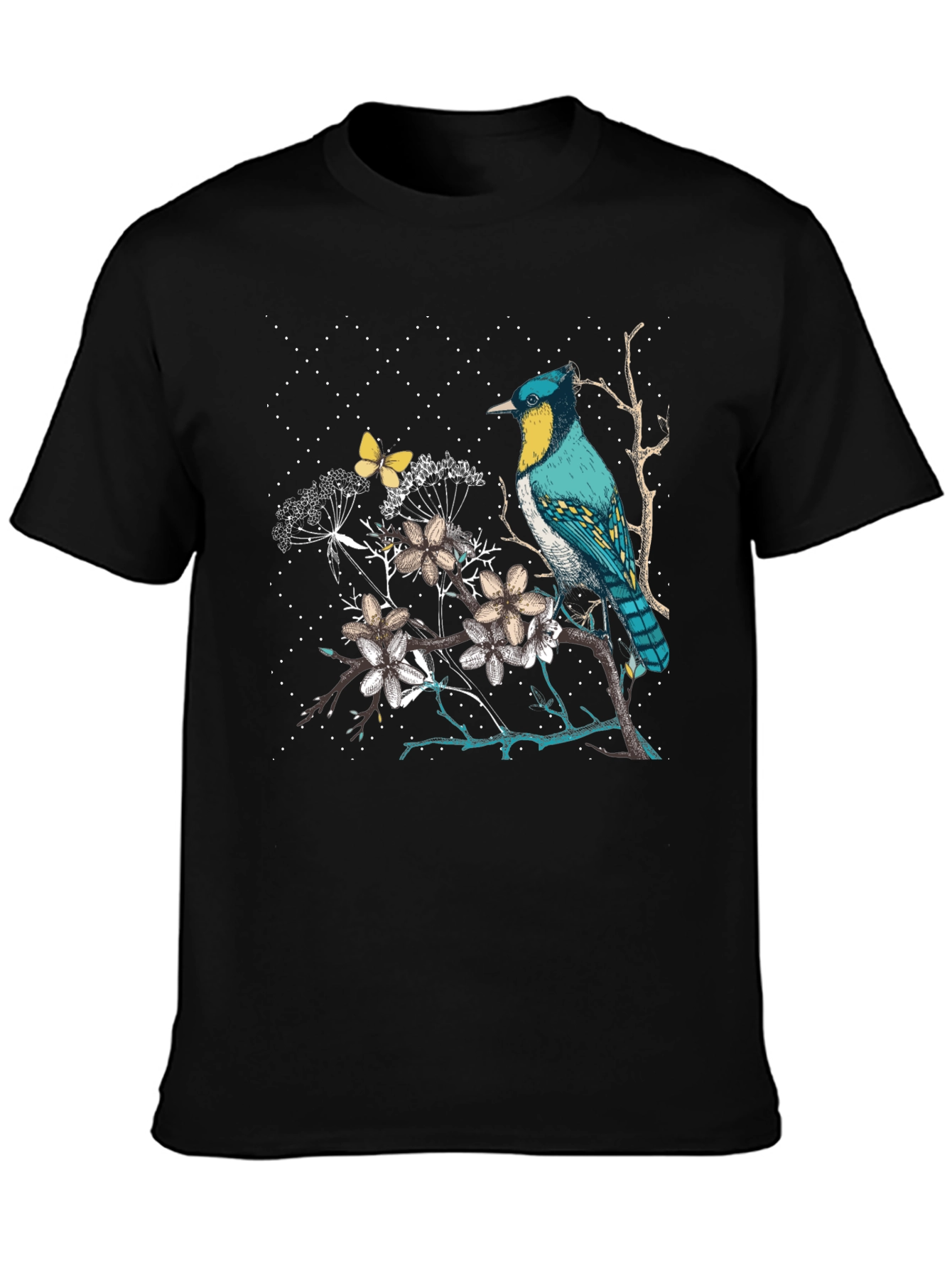 Bird & Butterfly Graphic Tee - Nature Inspired Design