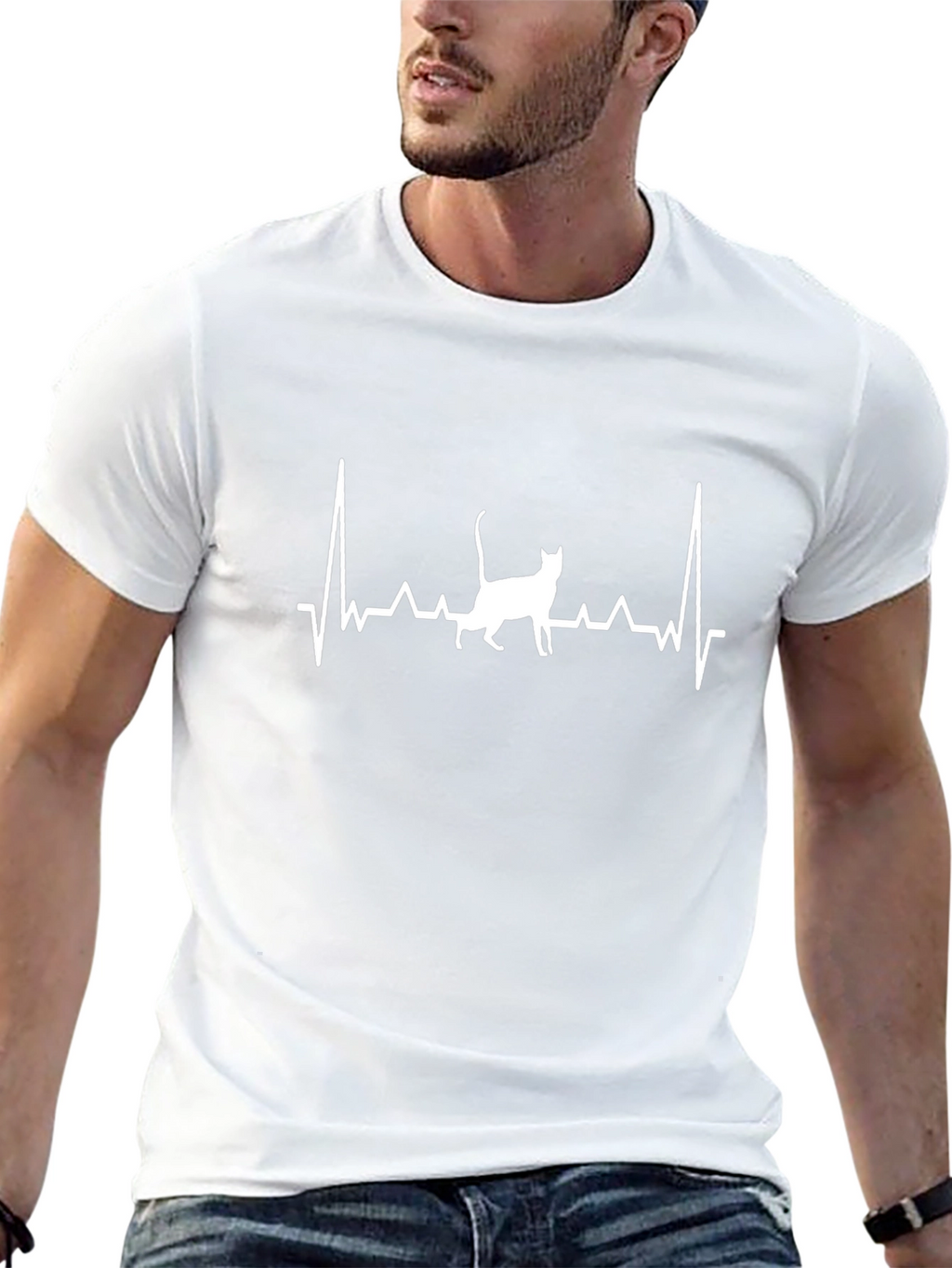 Cat Heartbeat T-Shirt - Purrfect for Cat Lovers!