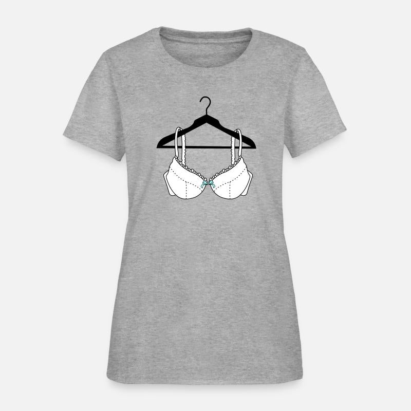 White bra with blue bow on clothes hanger
